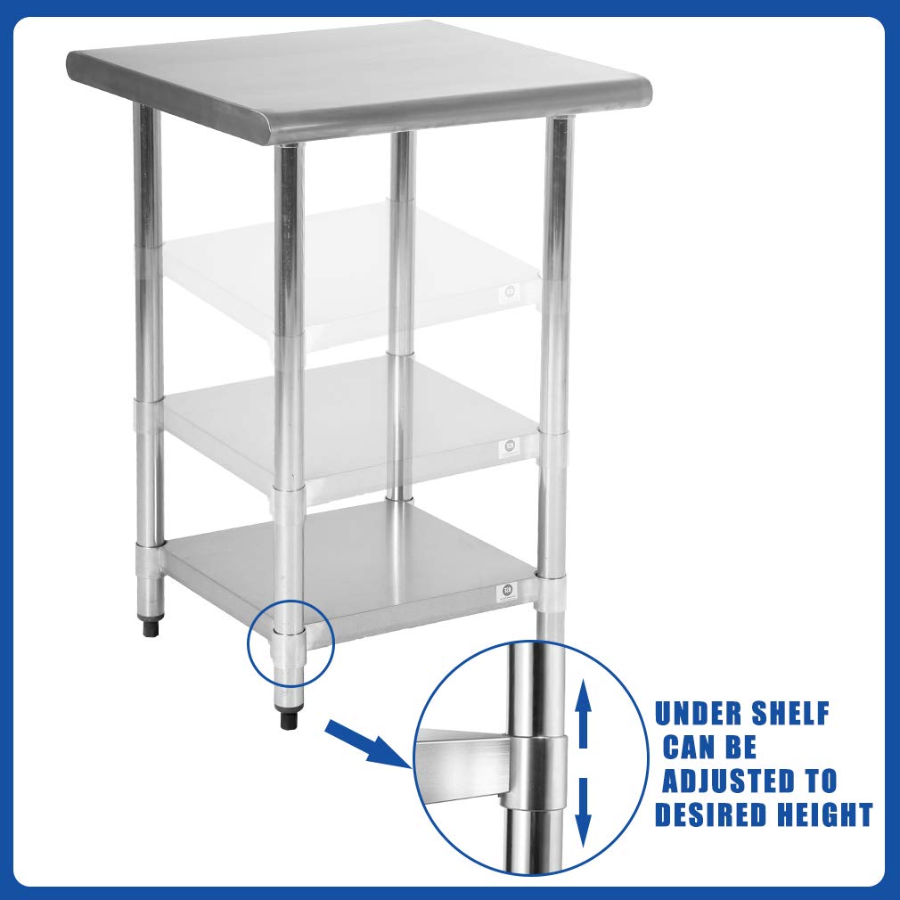 Stainless Steel Commercial Kitchen Work Table - NSF Certified 24
