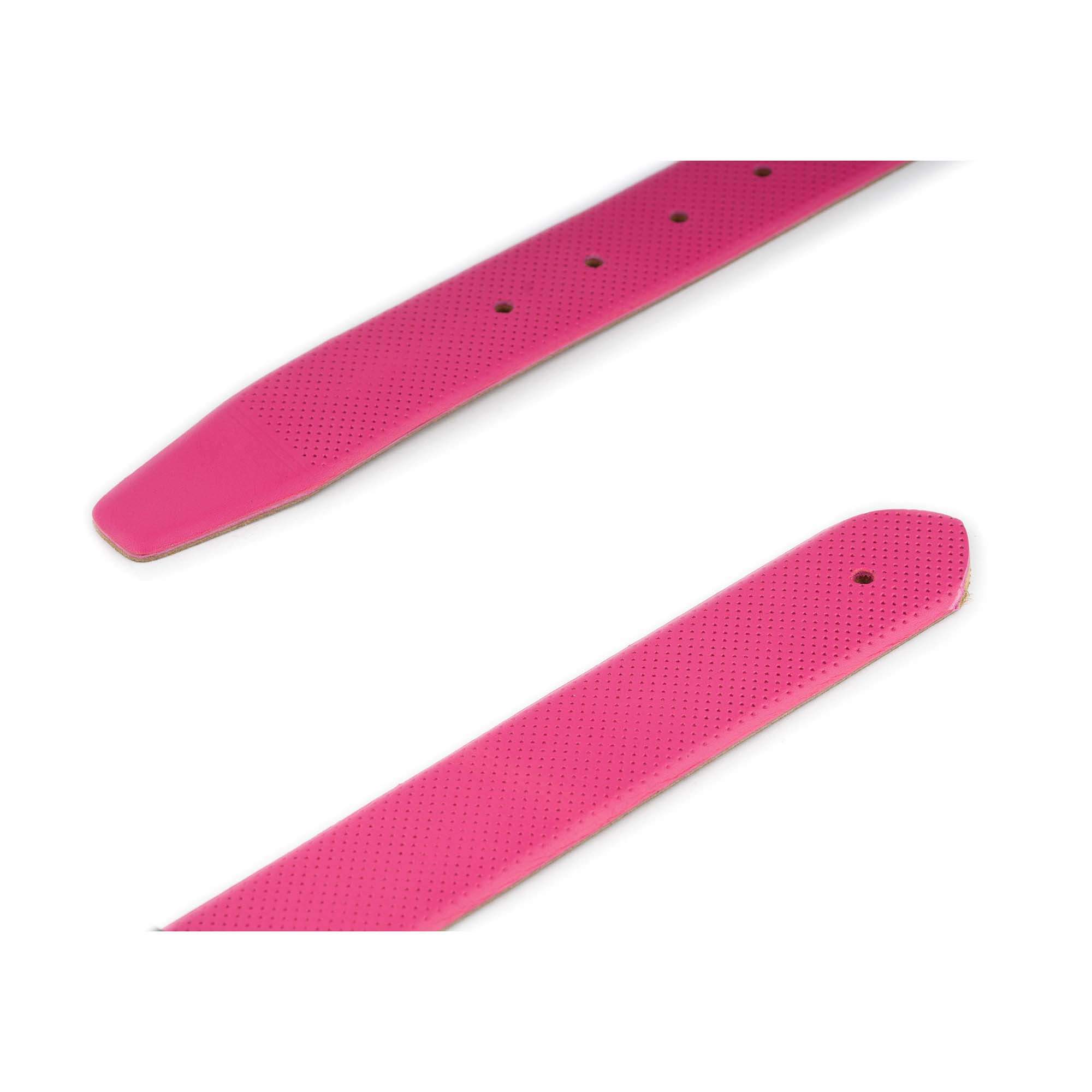 Pink Perforated Leather Golf Belt Strap - Compatible with Dunhill Designer Buckles - Stylish & Durable for Golf, Casual & Business Wear