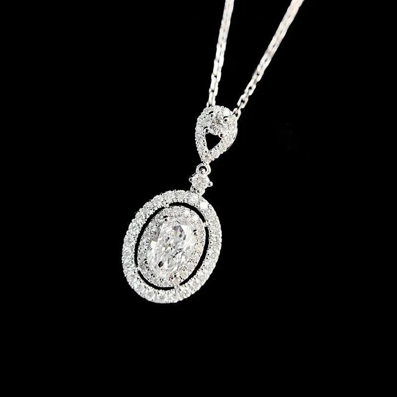 18K White Gold Diamond Pendant Necklace for Women - Luxury Geometric Engagement Jewelry with Real Diamonds - Perfect for Weddings, Anniversaries & Special Occasions