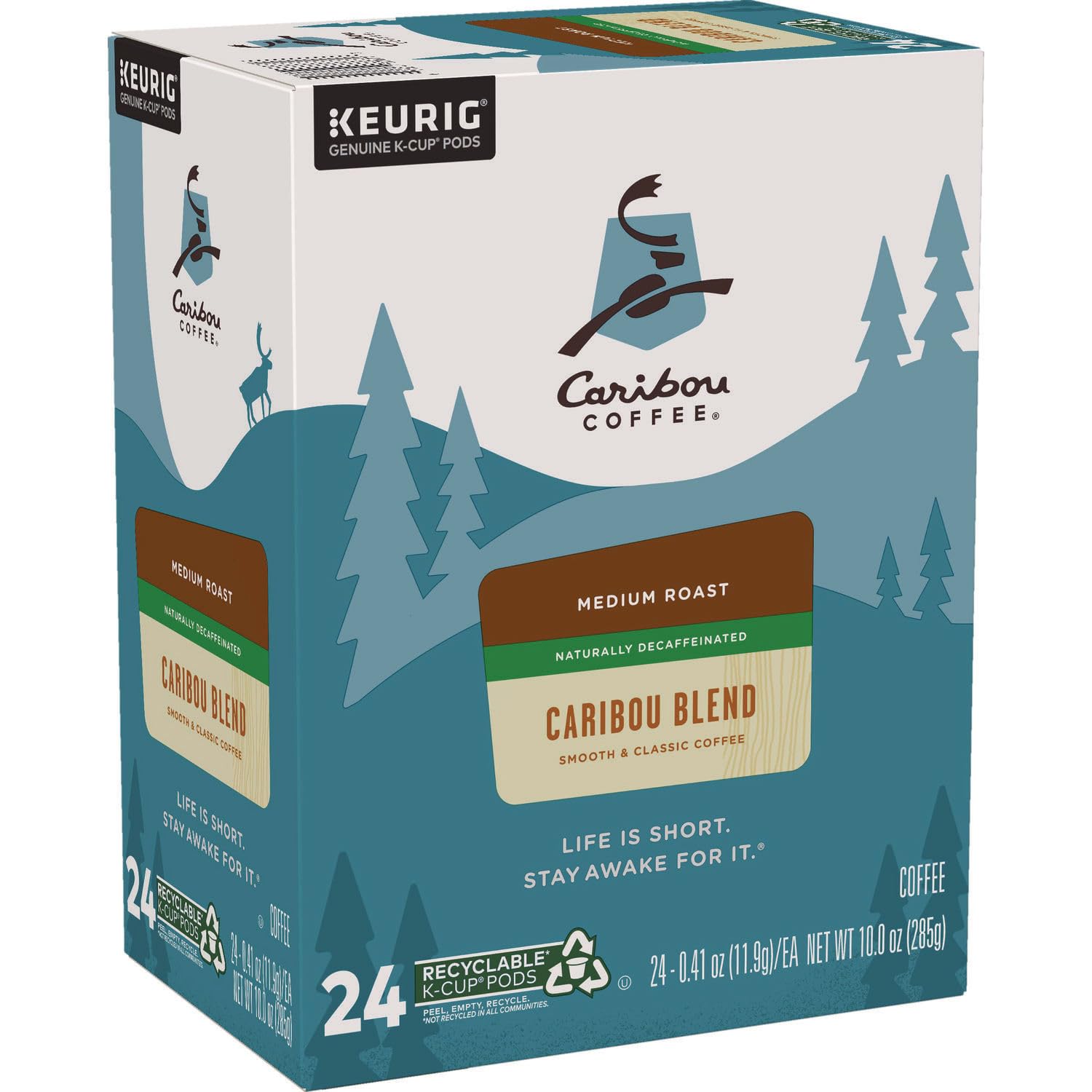 Caribou Coffee Decaf Caribou Blend K-Cups (96 Count) - Smooth & Rich Flavor for Keurig Brewers - Perfect for Home, Office, or Gifting
