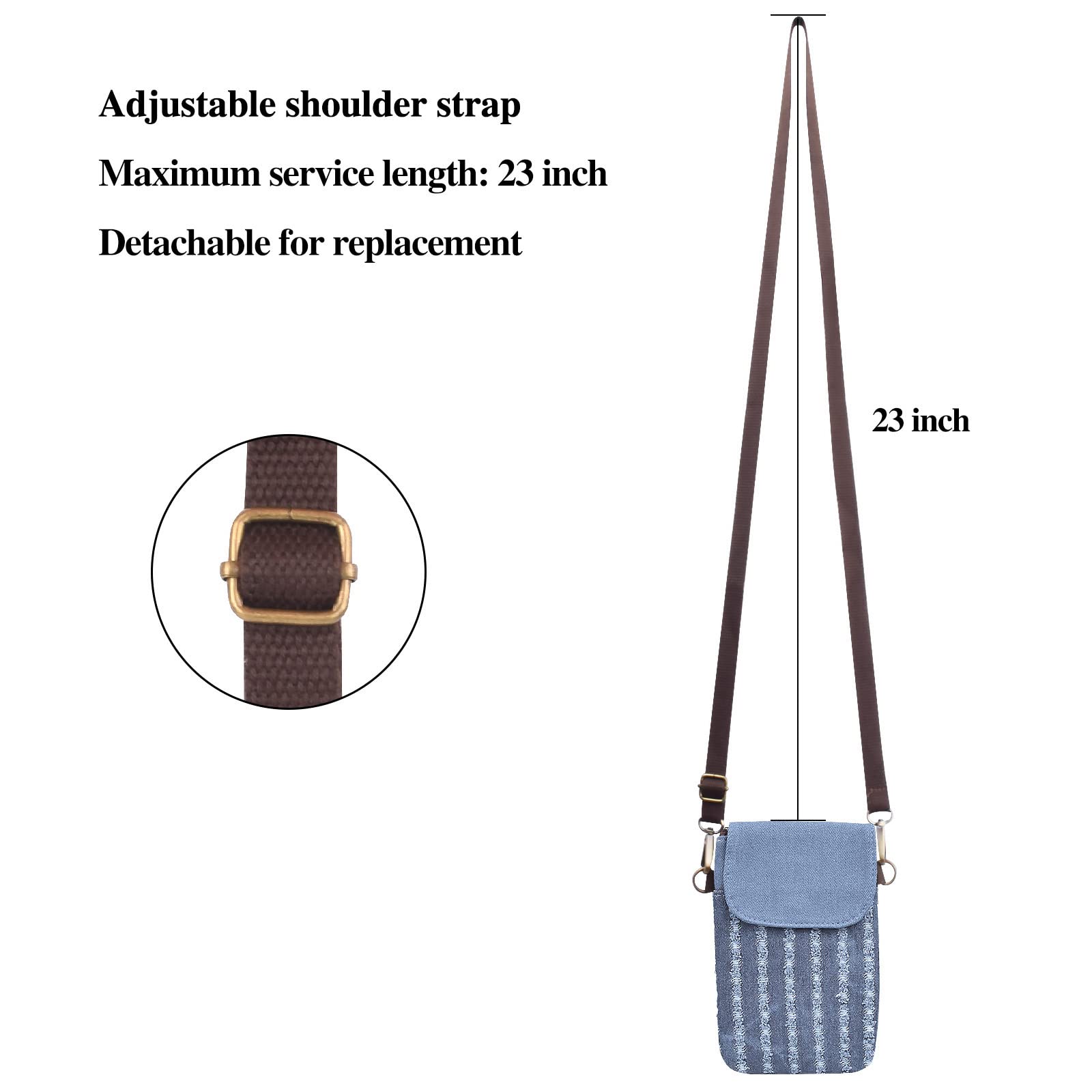 WITERY Small Canvas Crossbody Phone Purse Wallet - Handmade Adjustable Shoulder Strap Cute Cell Phone Bag for Women | Perfect for Travel, Shopping & Everyday Use