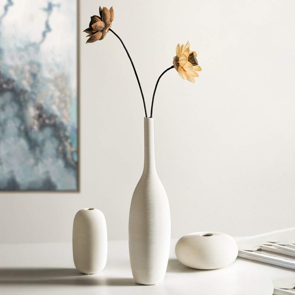 3-Piece Ceramic Vase Set - Mini Decorative Vases for Home & Office Decor - White Tabletop & Bookshelf Ornaments - Perfect Gift for Housewarming, Wedding & Interior Design