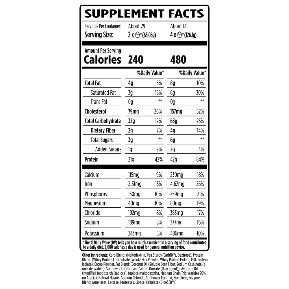 VMI Sports Major Mass Lean Mass Gainer Protein Powder - Chocolate Milkshake Flavor 4lbs for Muscle Growth & Weight Gain | High Protein Supplement for Men & Women | Post-Workout Recovery & Bodybuilding Nutrition