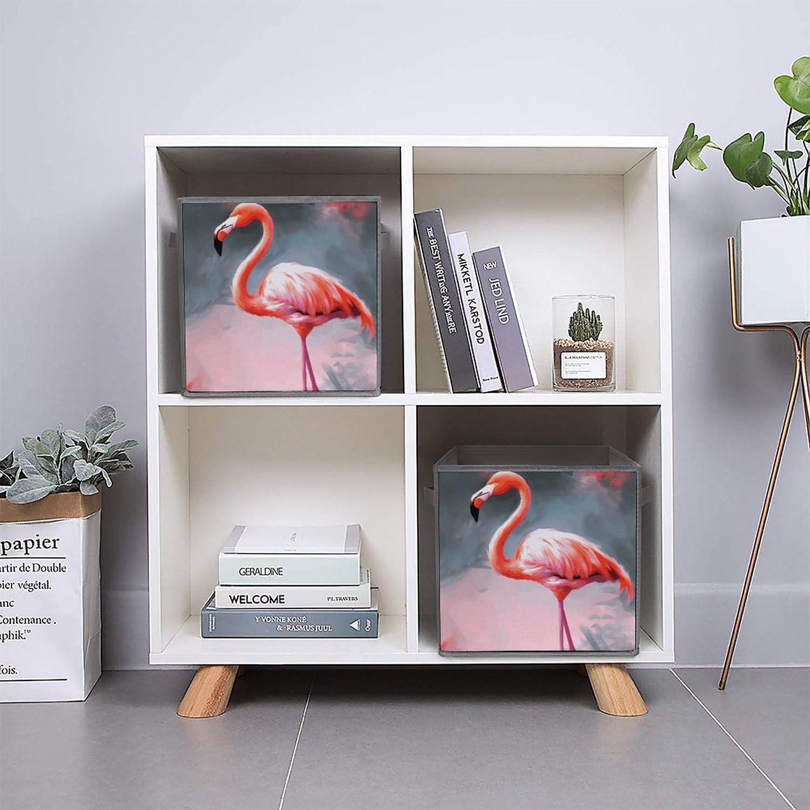 6PCS Foldable Storage Bins with Handles - Large Capacity Flamingo Printed Storage Boxes for Playroom, Office & Home Organization | Perfect for Toys, Books & Clutter Control