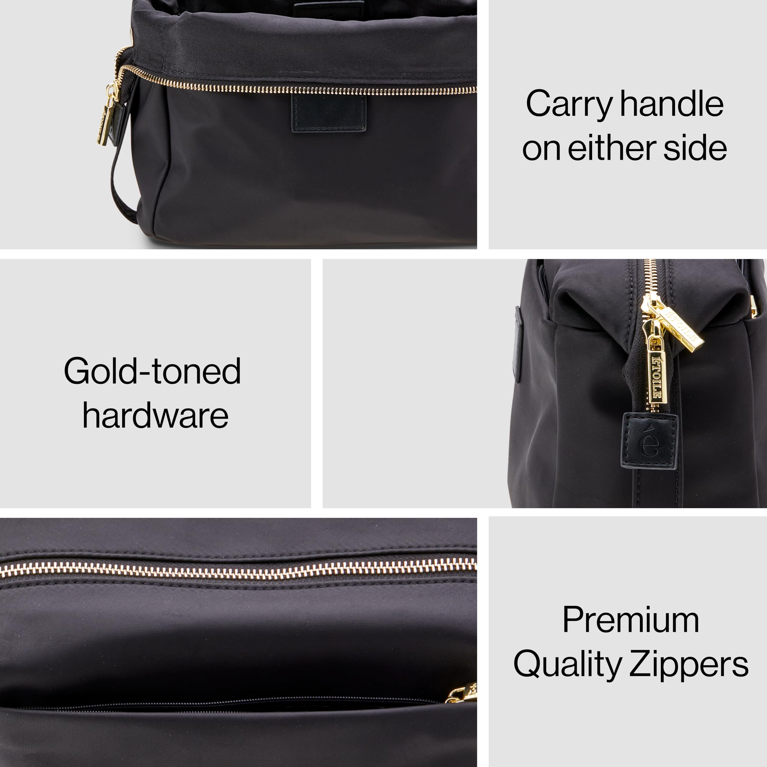 ETOILE Jet Setter Travel Case - Soft Flexible Foldable Makeup Cosmetic Bag for Women | Perfect for Airplane Carry-On, Weekend Getaways & Gym Essentials Organization (Black)