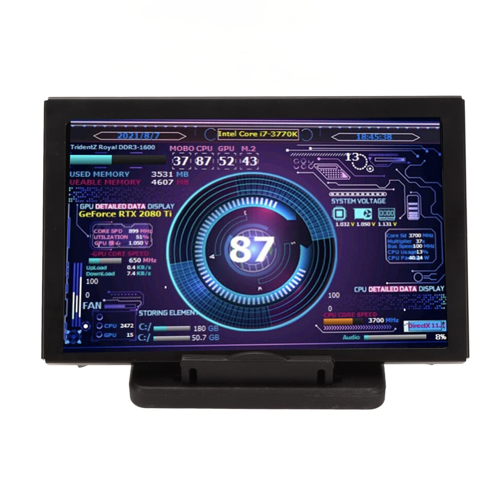 5in PC Temperature Monitor - IPS USB Mini Display for CPU, RAM, HDD Data Tracking | ARGB Computer Case Sensor Panel | Real-time System Performance Screen for Gaming Rigs & Workstations