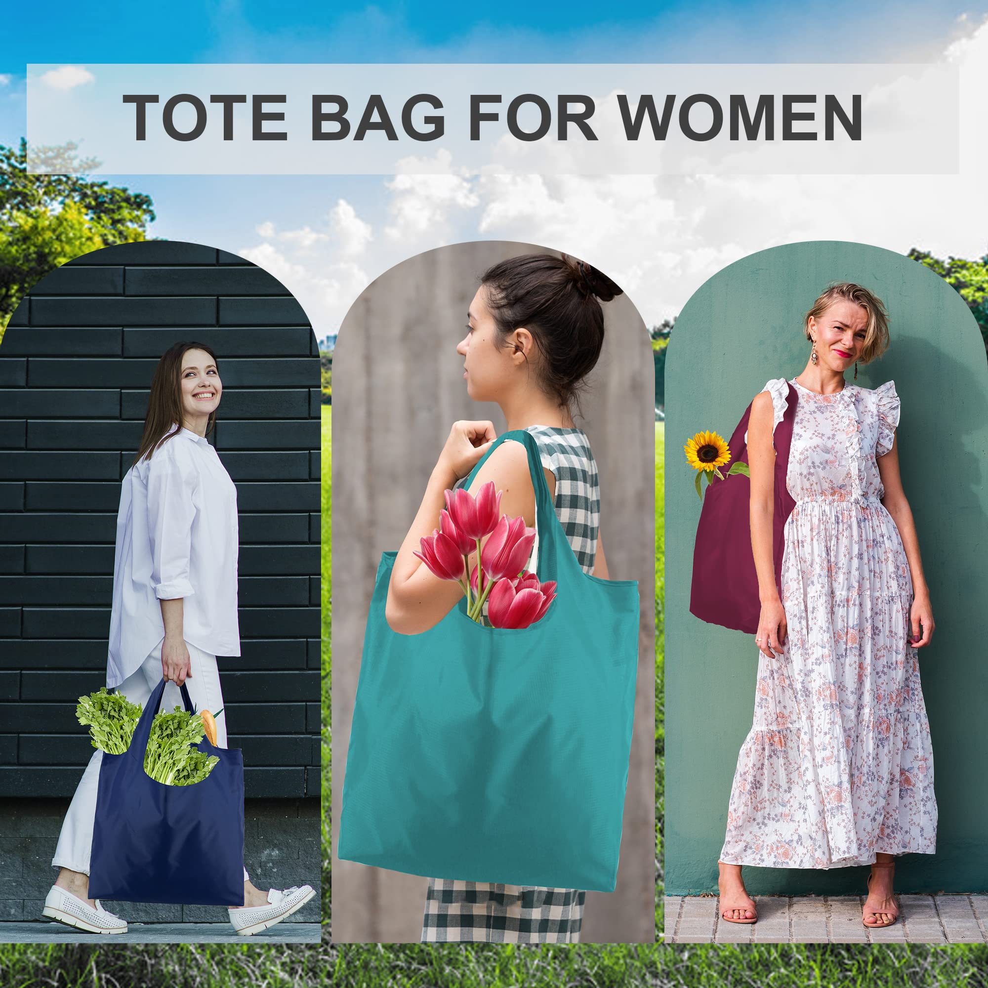 Foldable Reusable Grocery Bags - Large Tote for Shopping & Snacks