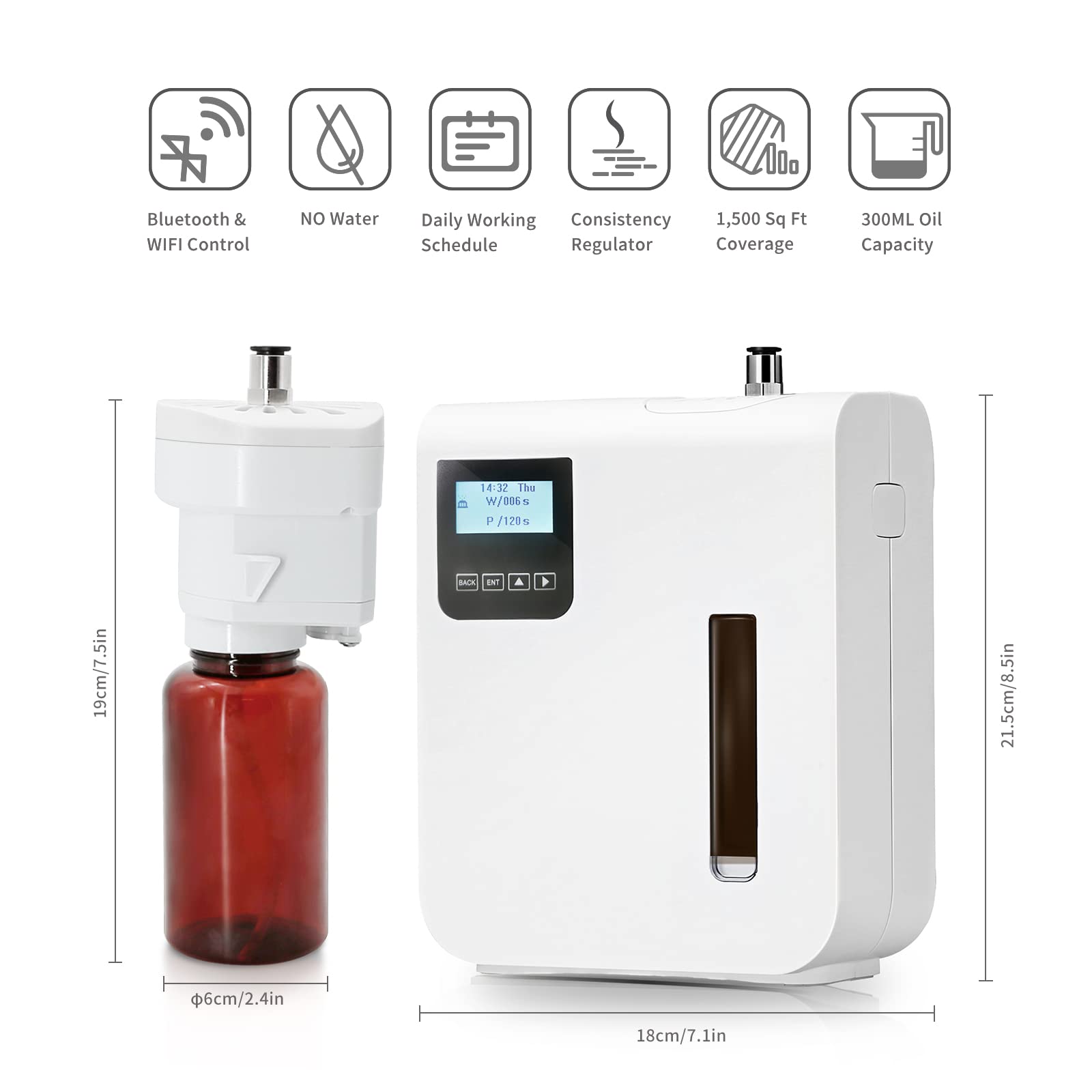 Smart Scent Air Machine for Home - 300ml Waterless Essential Oil Diffuser with Cold Air Diffusion Technology, HVAC Scent Diffuser for Large Rooms up to 1500 Sq.Ft | Aromatherapy, Office, Bedroom & Living Room Freshener