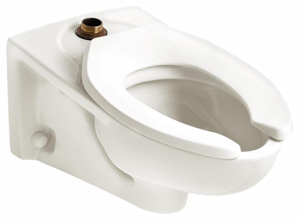 American Standard Afwall 1.1 GPF Wall Mounted Elongated Toilet with Back Spud - Water Efficient White Flushometer Bowl (Seat Not Included) - Perfect for Commercial Restrooms & Public Washrooms