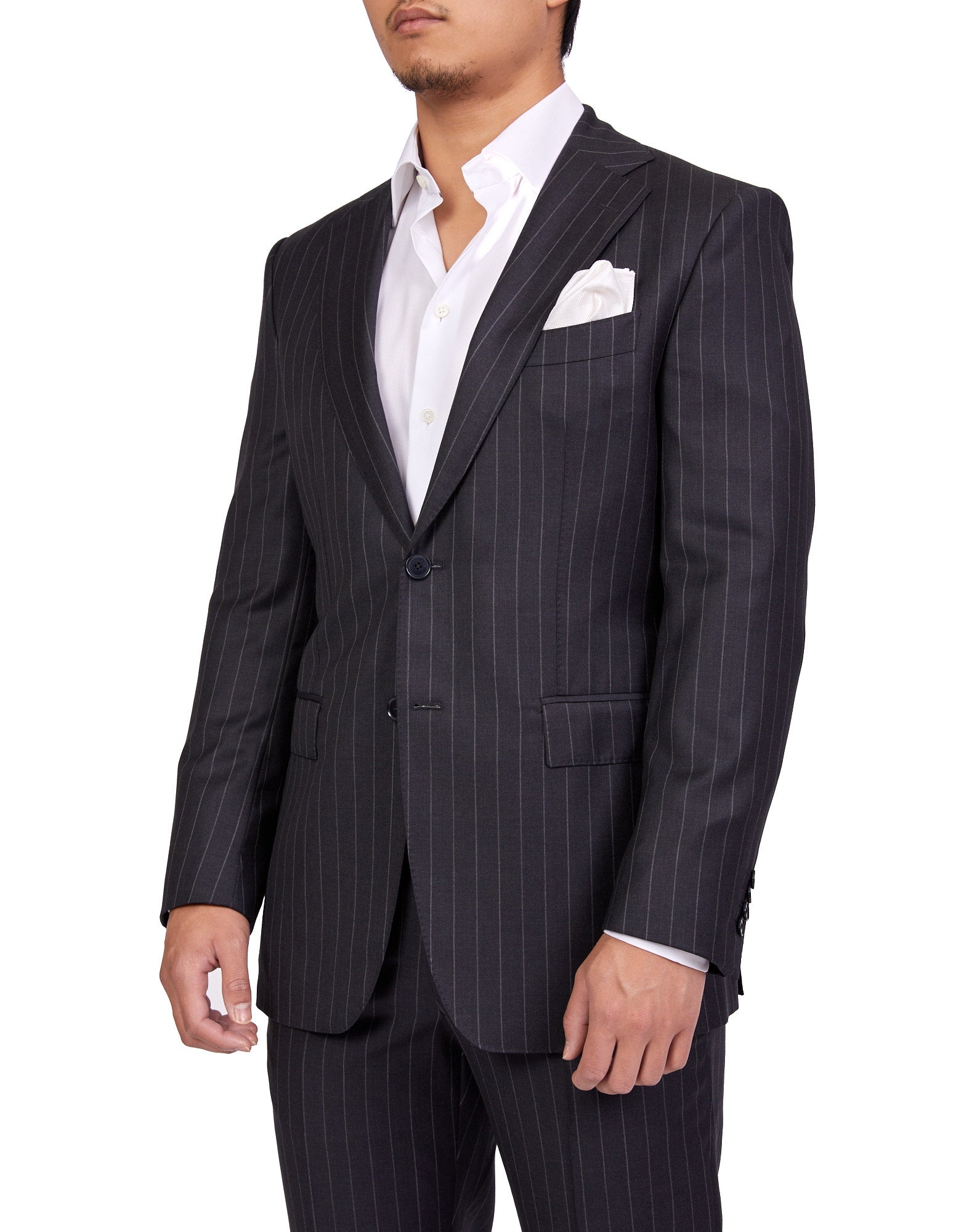 Premium HENRY SARTORIAL Men's Wool Suit - Charcoal Gray Striped Full Canvas Business Attire for Office, Weddings & Formal Events