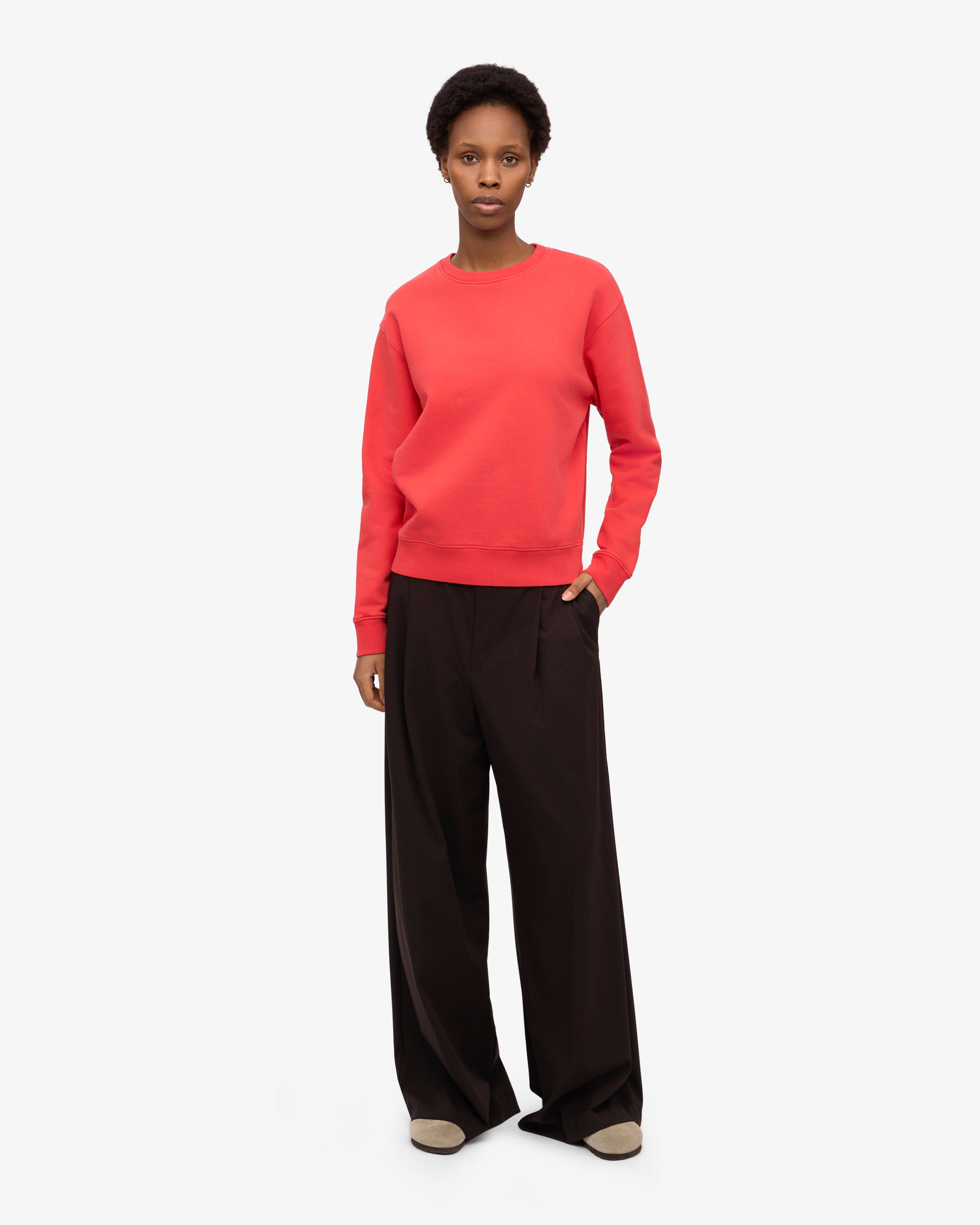 Organic Cotton Women's Classic Crew Neck T-Shirt - Red Tangerine Color for Casual Wear & Everyday Comfort