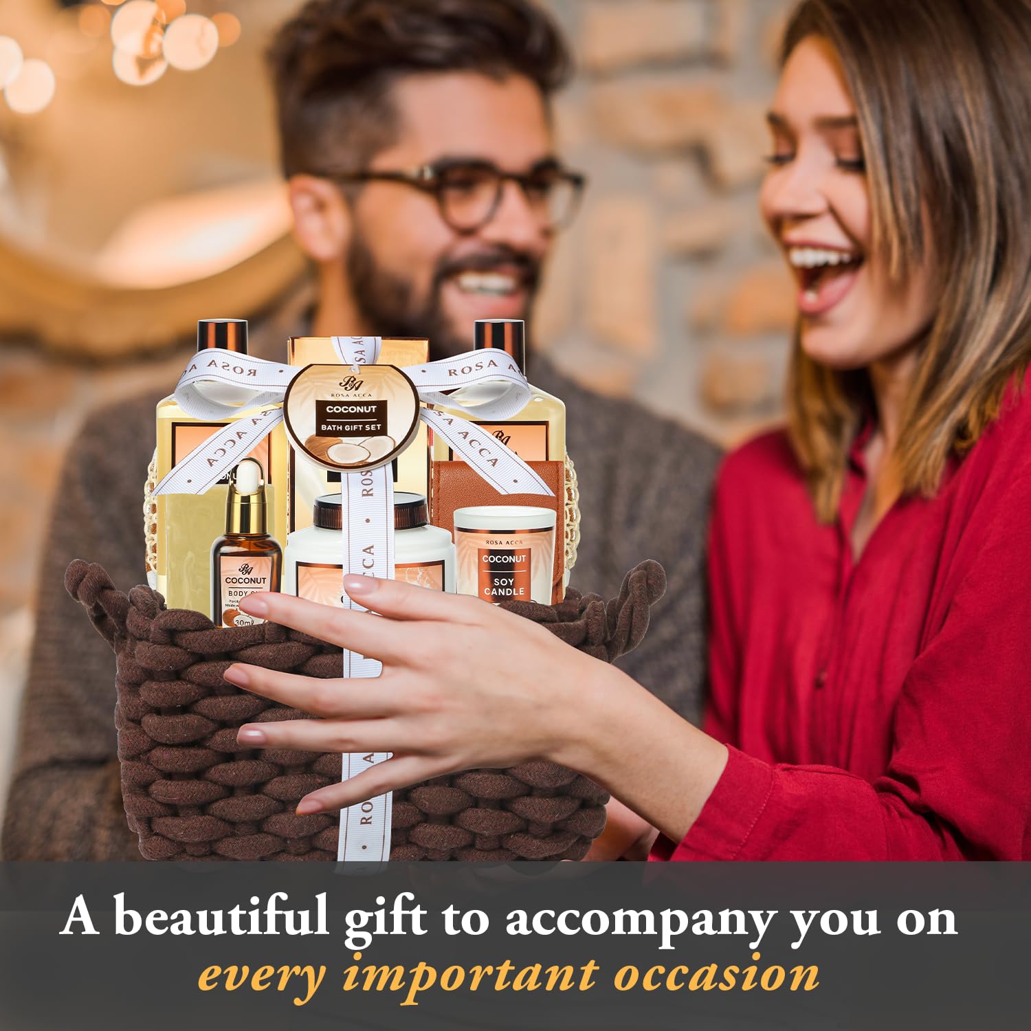 12-Piece Fathers Day Spa Gift Set - Coconut & Almond Scented Bath & Body Care Kit with Body Wash, Bubble Bath, Bath Soak & Manicure Set | Perfect Gift for Mom, Women's Birthday, Her Relaxation & Home Spa Experience