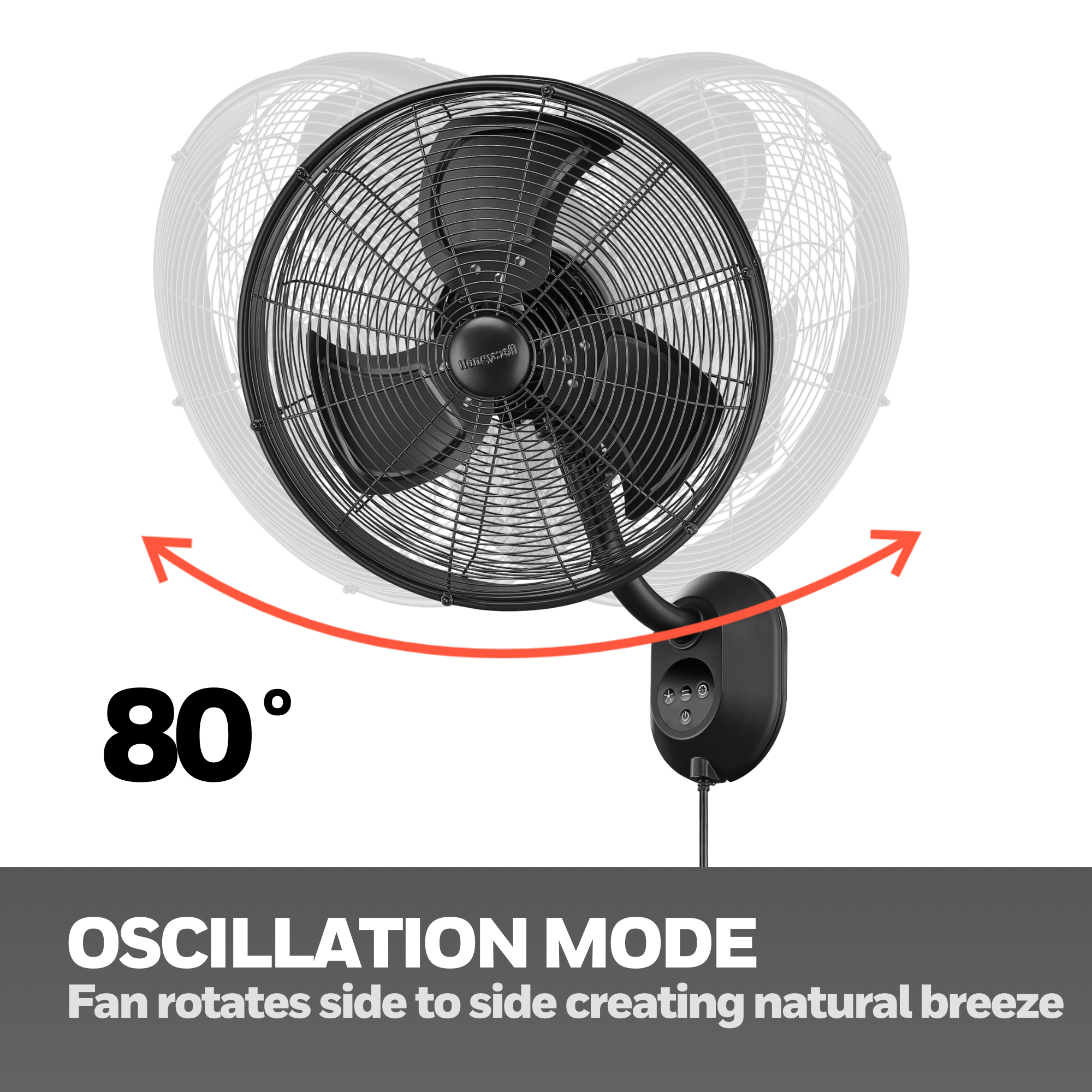 Honeywell Indoor Outdoor Wall Mount Fan with Remote Control - Quiet Cooling for Bedroom, Living Room, Patio & Office