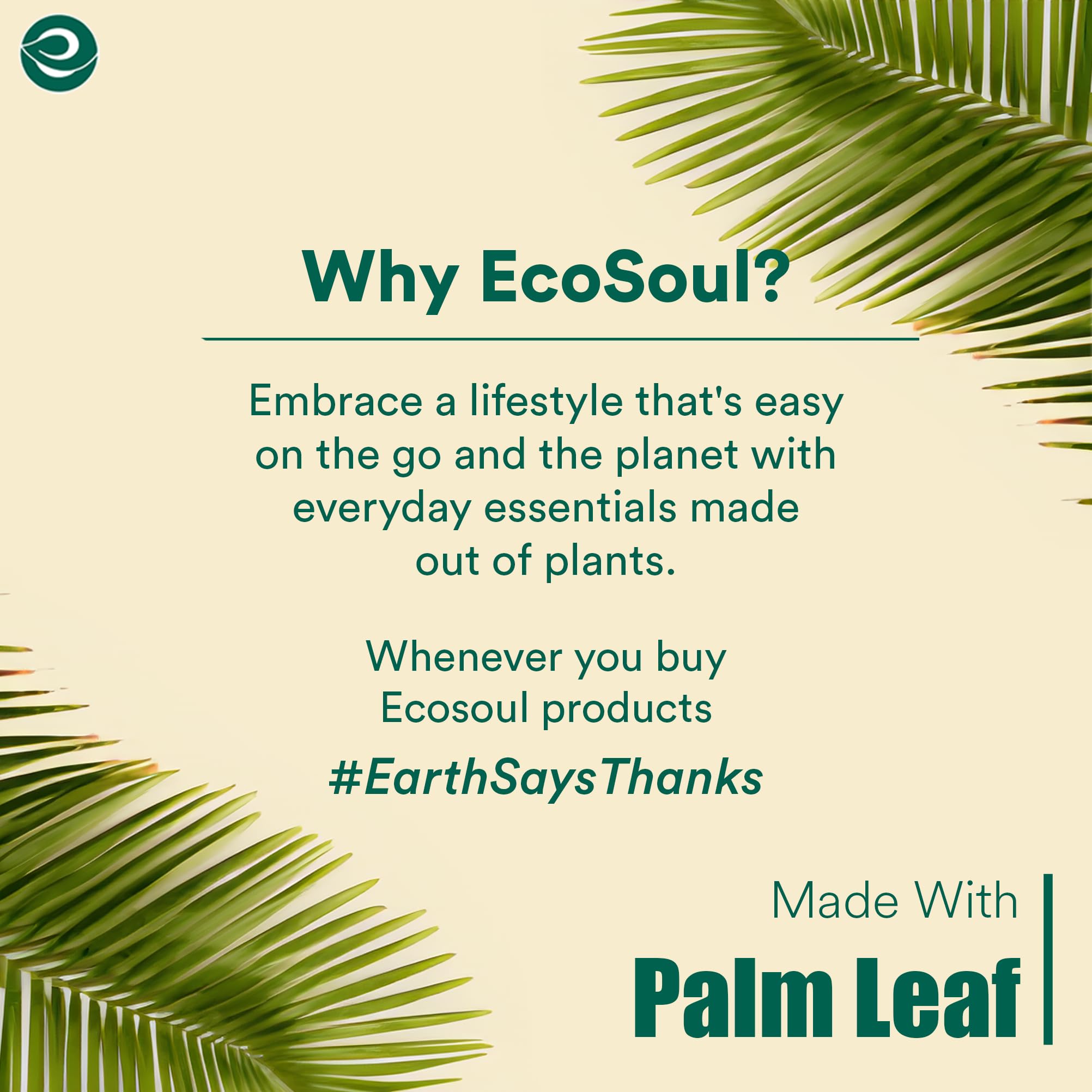 ECO SOUL Compostable 8 Inch Square Palm Leaf Plates (200 Count) - Biodegradable & Eco-Friendly Dinnerware | Microwave & Oven Safe | Perfect for Parties, Picnics, and Sustainable Dining