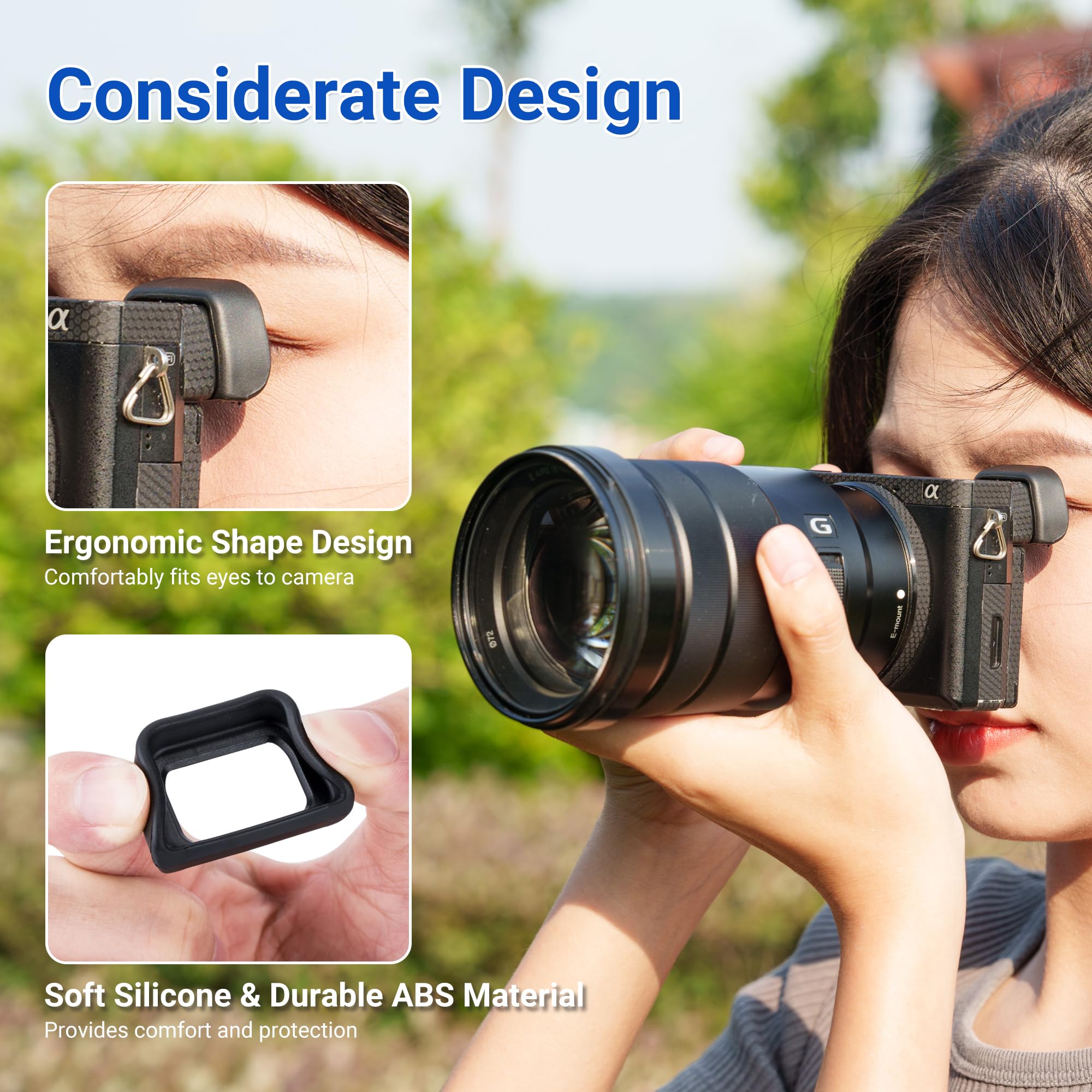 JJC 2-Pack Soft Viewfinder Eyecup Replacement for Sony A6300 A6100 A6000 NEX-6 NEX-7 & FDA-EV2S - Compatible with Sony FDA-EP10 Eyepiece - Perfect for Outdoor Photography, Travel & Low-Light Shooting