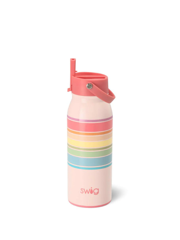 Swig Life Good Vibrations Flip + Sip 36oz Insulated Water Bottle - Leakproof Stainless Steel Tumbler for Gym, Hiking & Outdoor Activities
