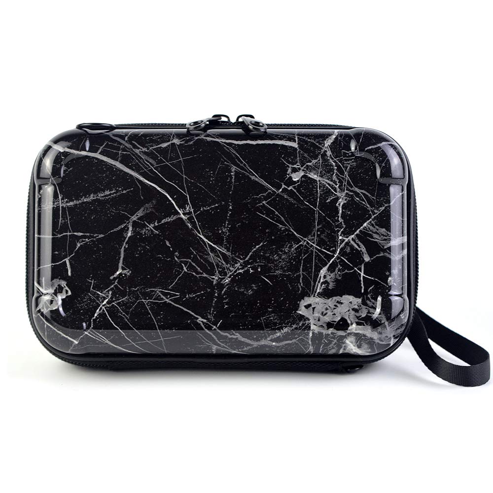 Stylish Mini Hard Case Wristlet Crossbody Bag for Women - Compact Travel Handbag & Makeup Organizer (Black Marble) | Perfect for Everyday Use, Travel & Cosmetic Storage