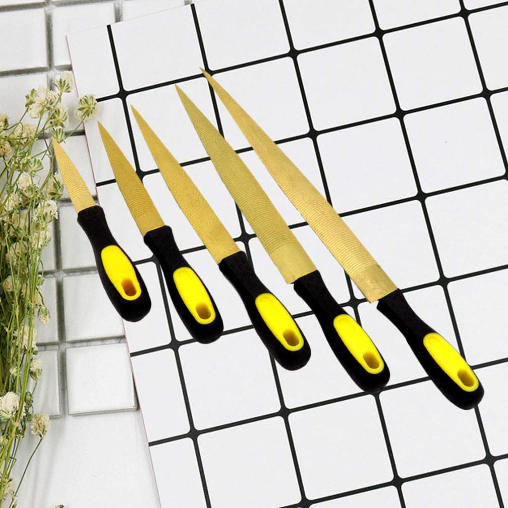 iplusmile 5-Piece Wood and Metal File Set - 4, 6, 8, 10, 12 Inch Hand Files for Woodworking, Shaping, Sharpening - Perfect for DIY Projects, Carpentry, and Metalworking Tasks