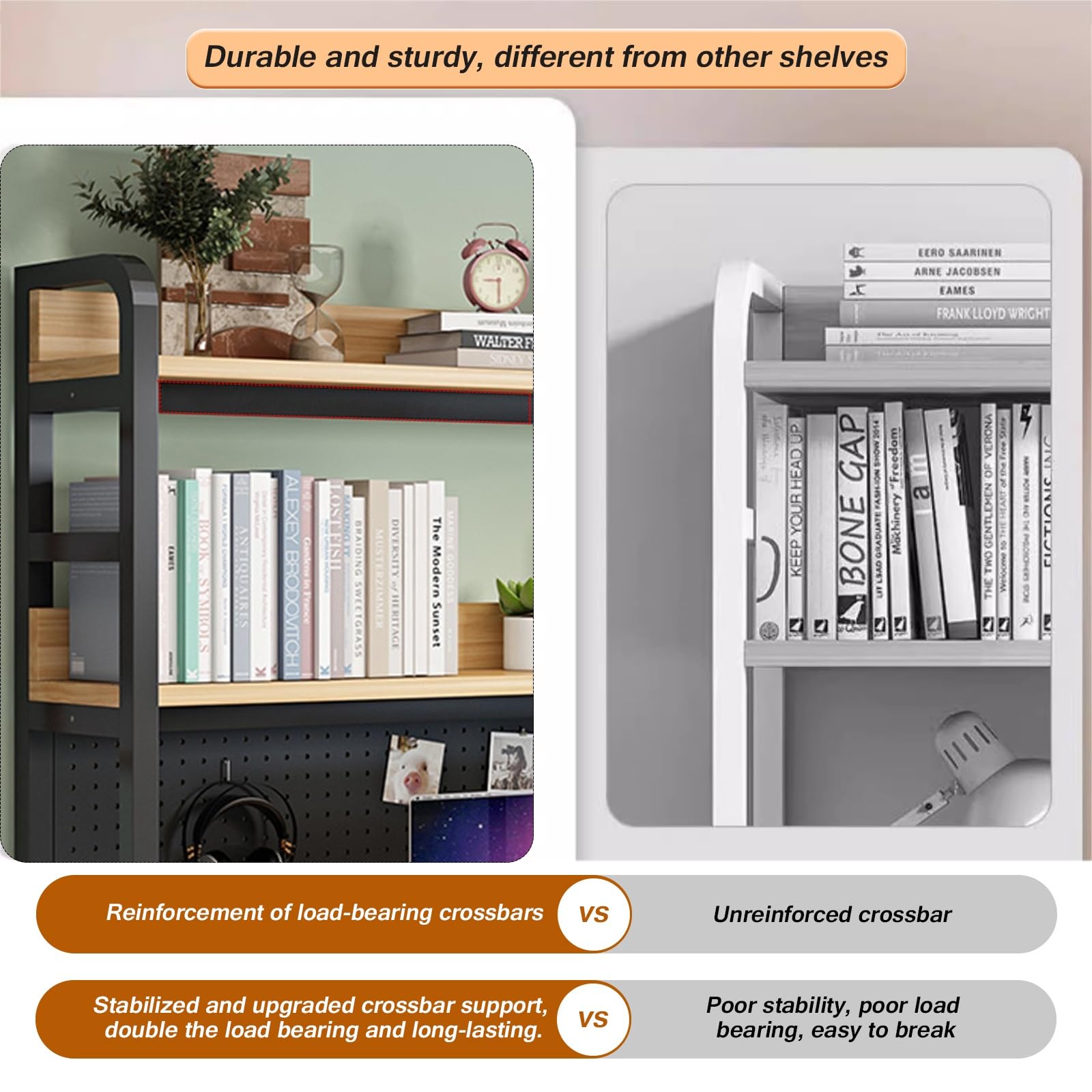 2 Tier Industrial Desktop Bookshelf - Sturdy Freestanding Storage Rack for Office, Home & Kitchen | Computer Desk Organizer, Book Display Shelf (75cm) - Perfect for Small Spaces & Workspace Organization