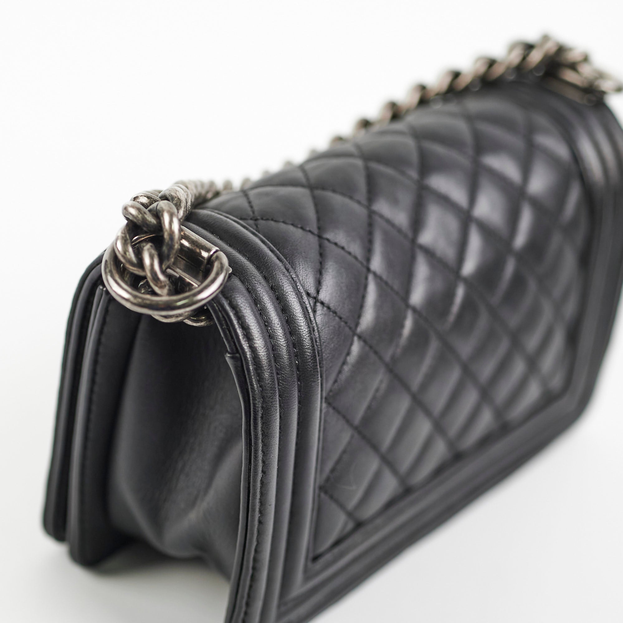 Chanel Small Boy Bag Black Lambskin Leather 19 Series - Luxury Designer Handbag for Women, Perfect for Parties & Evening Events