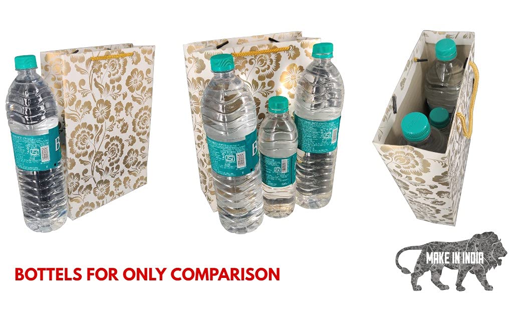 Premium Gold Flower & Mandala Printed Gift Bags - 10 Pack Elegant Paper Carry Bags for Birthday, Wedding, Baby Shower & Party Favors (28x20x7.5cm) - Perfect for Gift Wrapping, Return Gifts & Special Occasions