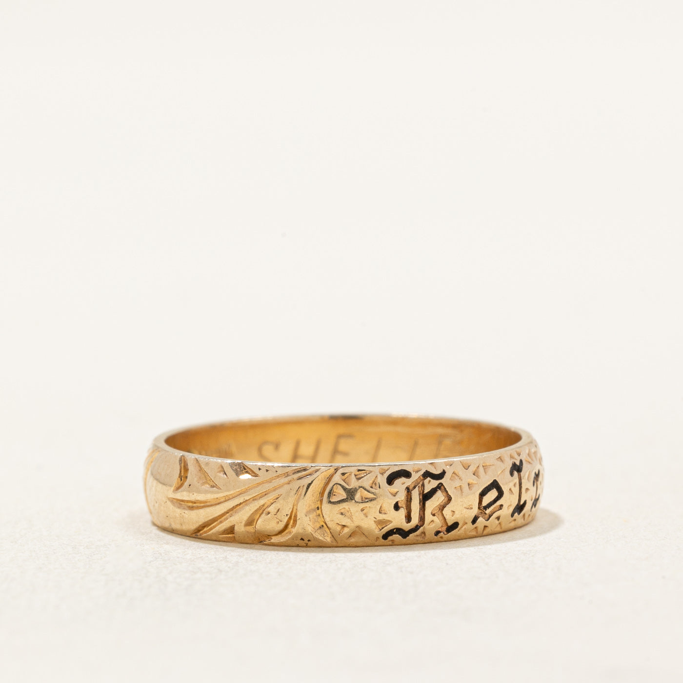 14K Yellow Gold Engraved Wedding Band Ring - 3.85mm Wide, Size 6.75 - Perfect for Anniversary Gifts, Bridal Jewelry & Special Occasions