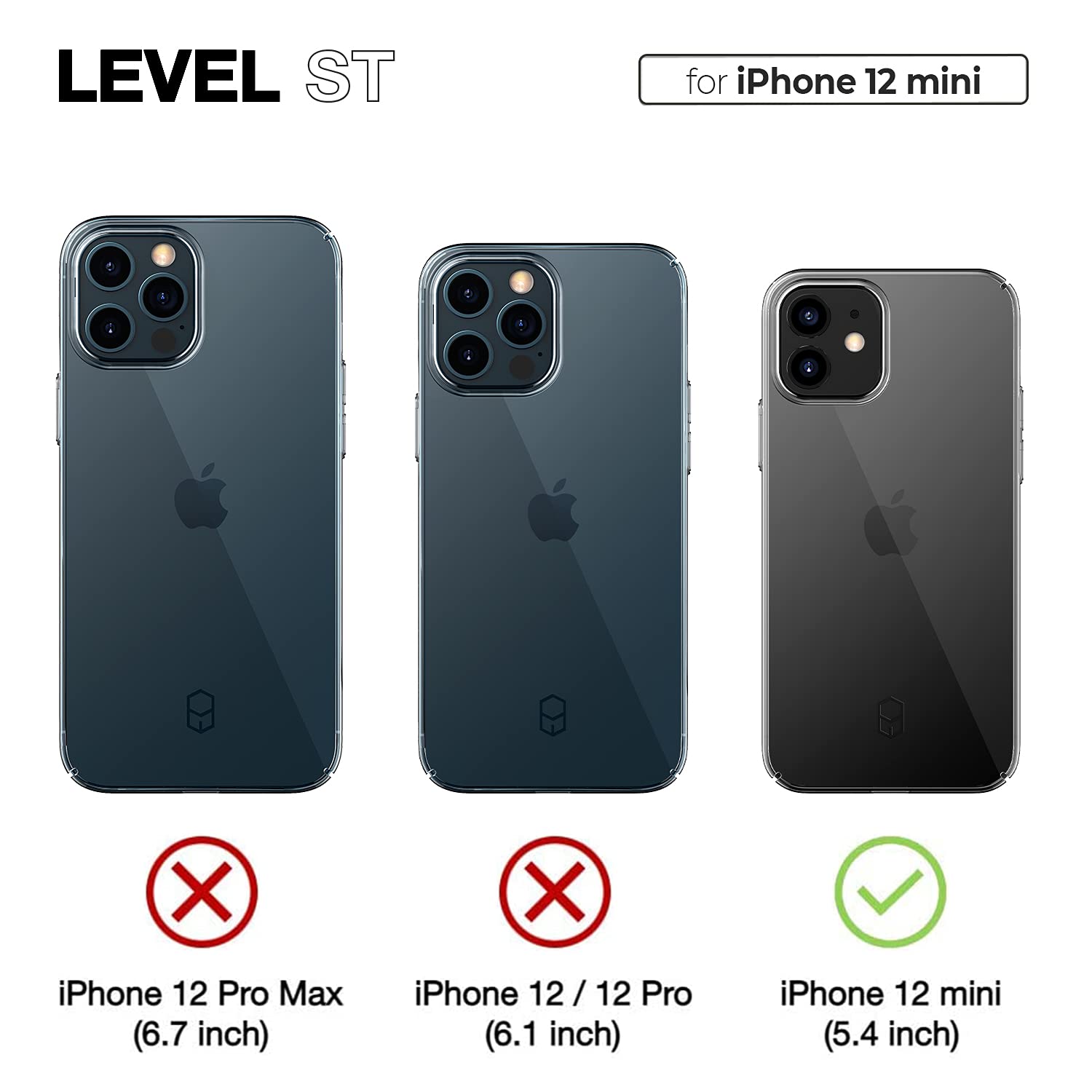 PATCHWORKS Ultra Thin Shockproof Crystal Clear Hard Case for iPhone 12 Mini 5G (5.4 inch 2020 Model) | MagSafe Compatible | Lightweight Protective Phone Cover | Perfect for Everyday Use, Travel & Work - Black