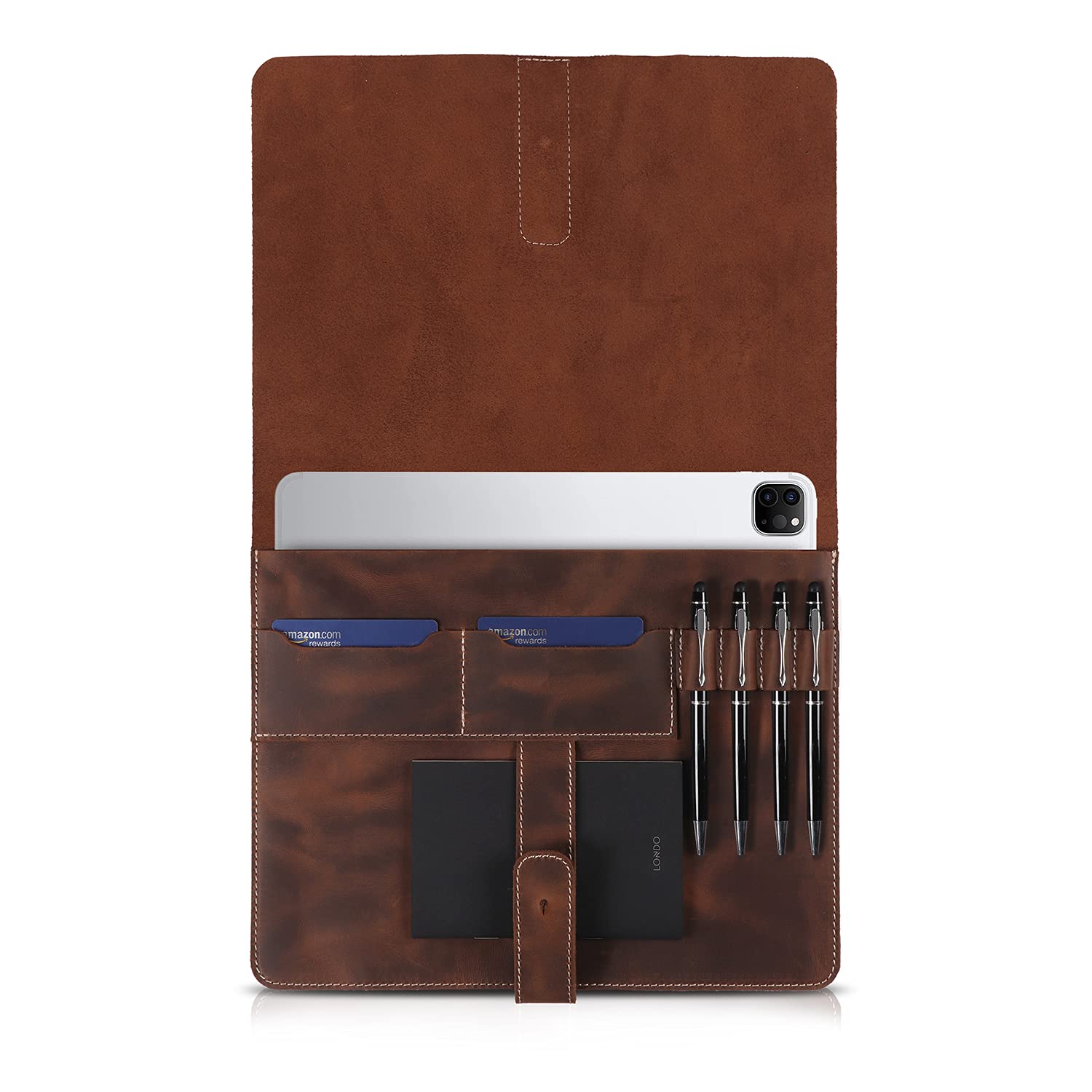 Genuine Leather iPad Pro 12.9 Case - Premium Tablet Cover with Card Slots & Apple Pencil Holder | Slim Protective Sleeve for Work, Travel & Daily Use