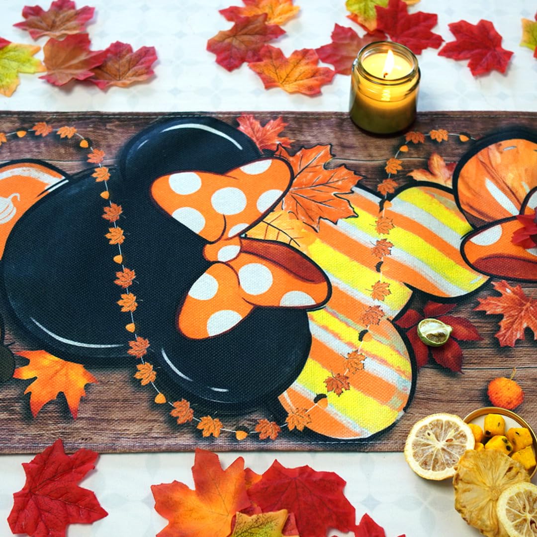 Cartoon Mouse Table Runner - Fall & Autumn Harvest Thanksgiving Decor for Home, Dining, and Party | Seasonal Table Cover for Thanksgiving, Halloween, and Holiday Gatherings