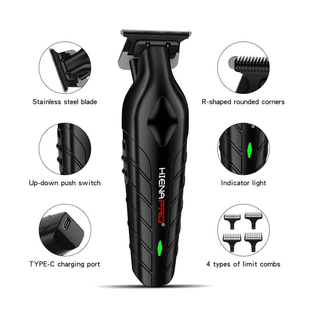 Professional Men's Electric Hair Clipper & Beard Trimmer - Zero Gap T-Blade for Precision Cutting, Cordless Rechargeable Hair Clippers for Men, Portable Home & Travel Grooming Kit (Great for Beards, Mustaches & Body Hair)