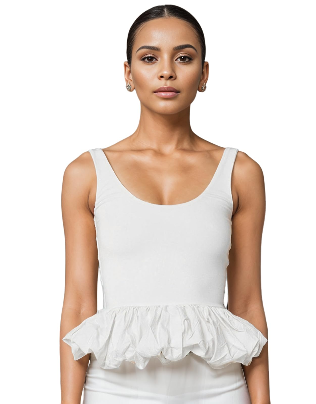 Women's Fashion Backless Pleated Ruffle Hem Cami Tops - Peplum Solid Tank Tops for Casual Wear, Date Night & Summer Outfits