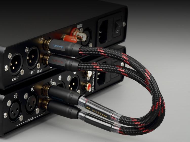 Premium TOPPING TCR2 6N Single Crystal Copper Gold Plated RCA Audio Cable - High-End Interconnect for Home Theater, Hi-Fi Systems & Audiophile Setups