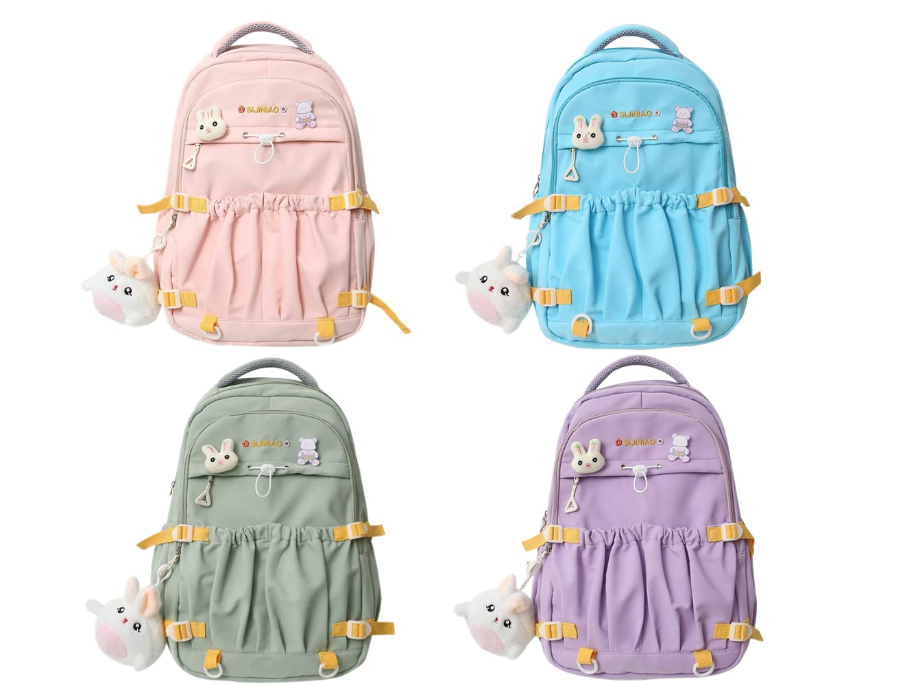 Cute Aesthetic School Backpack for Teen Girls - Kawaii Bookbag with Adorable Accessories, Lightweight Rucksack Satchel (Green) - Perfect for High School, College & Everyday Use