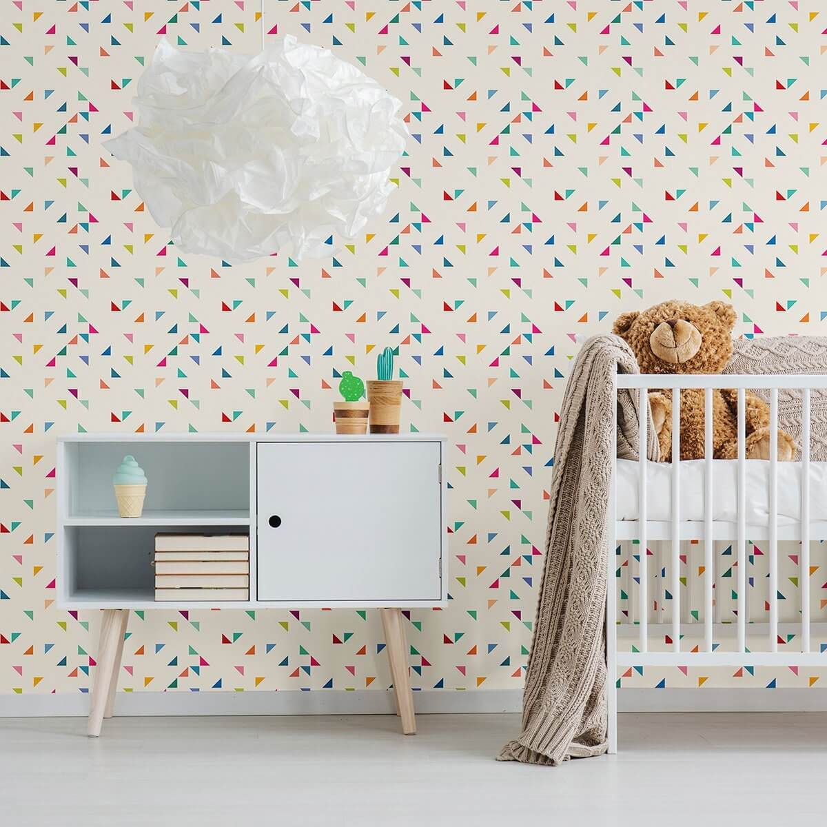 Violet and Orange Geometric Baby Peel and Stick Removable Wallpaper 3497 - Nursery Decor, Kids Room, Playroom, Bedroom Wall Stickers