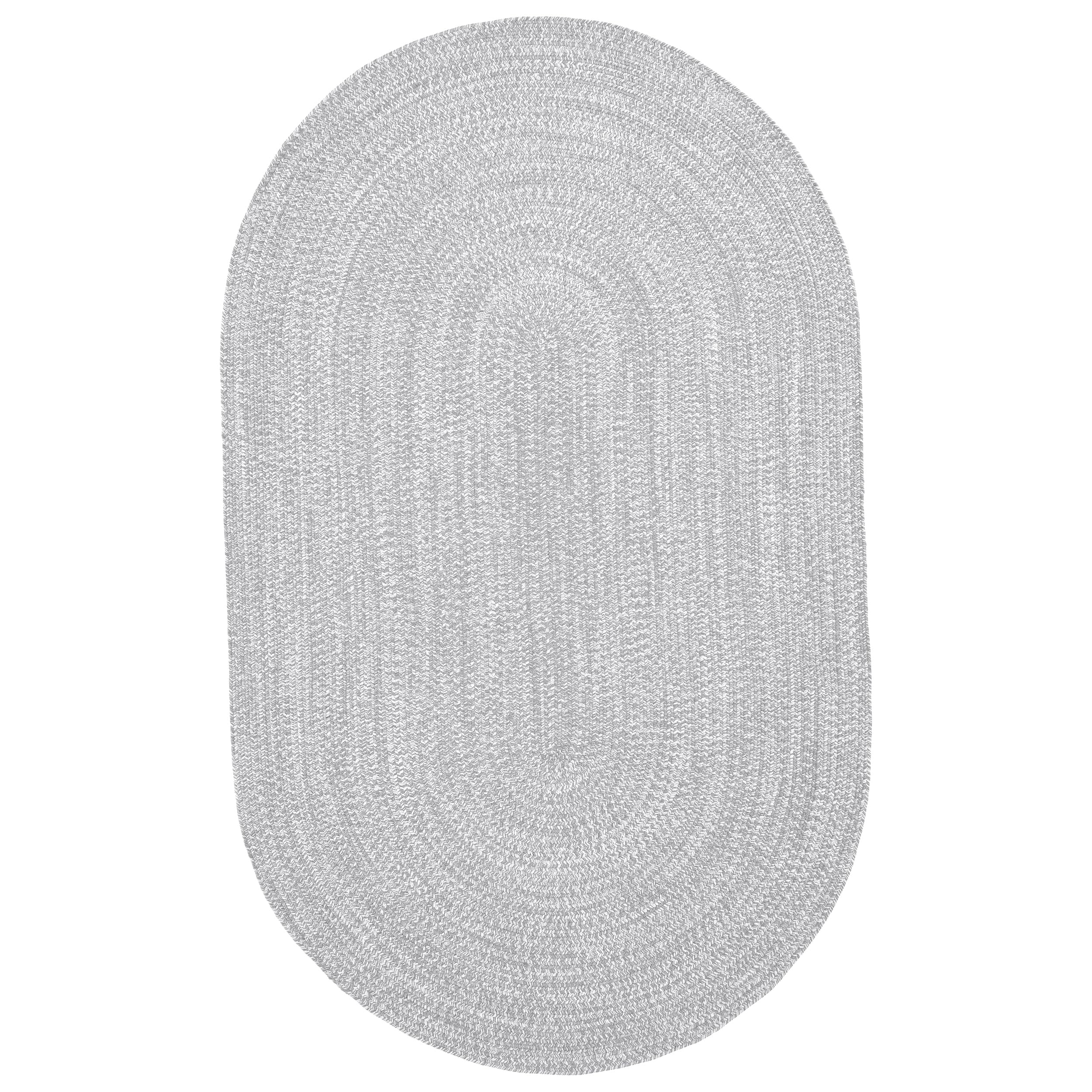 Premium Reversible Braided Oval Rug 5' x 8' - Indoor/Outdoor Washable Area Rug for Living Room, Bedroom, Office, Kitchen & Dining - Slate-White - Perfect for Home Decor, Patio & High-Traffic Areas