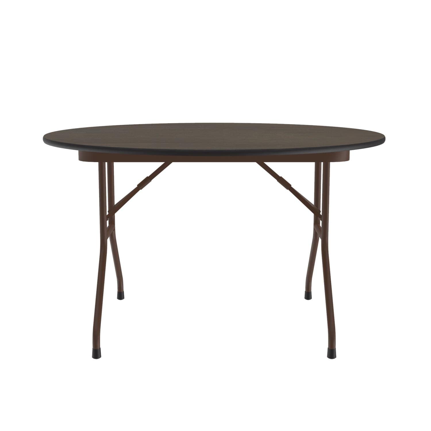 Correll CF48PX 01 48-Inch Round Commercial Folding Table - High Pressure Laminate Walnut Top, Heavy Duty for Office, Conference, Events & Catering