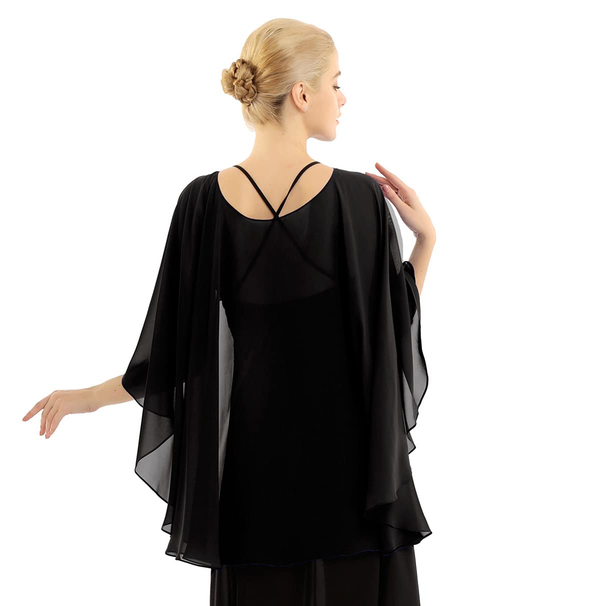Elegant Women's Chiffon High-Low Shawl Wrap - Evening Party Cape Shrug for Weddings, Prom & Special Occasions | Lightweight Cover-Up for Dresses & Formal Wear