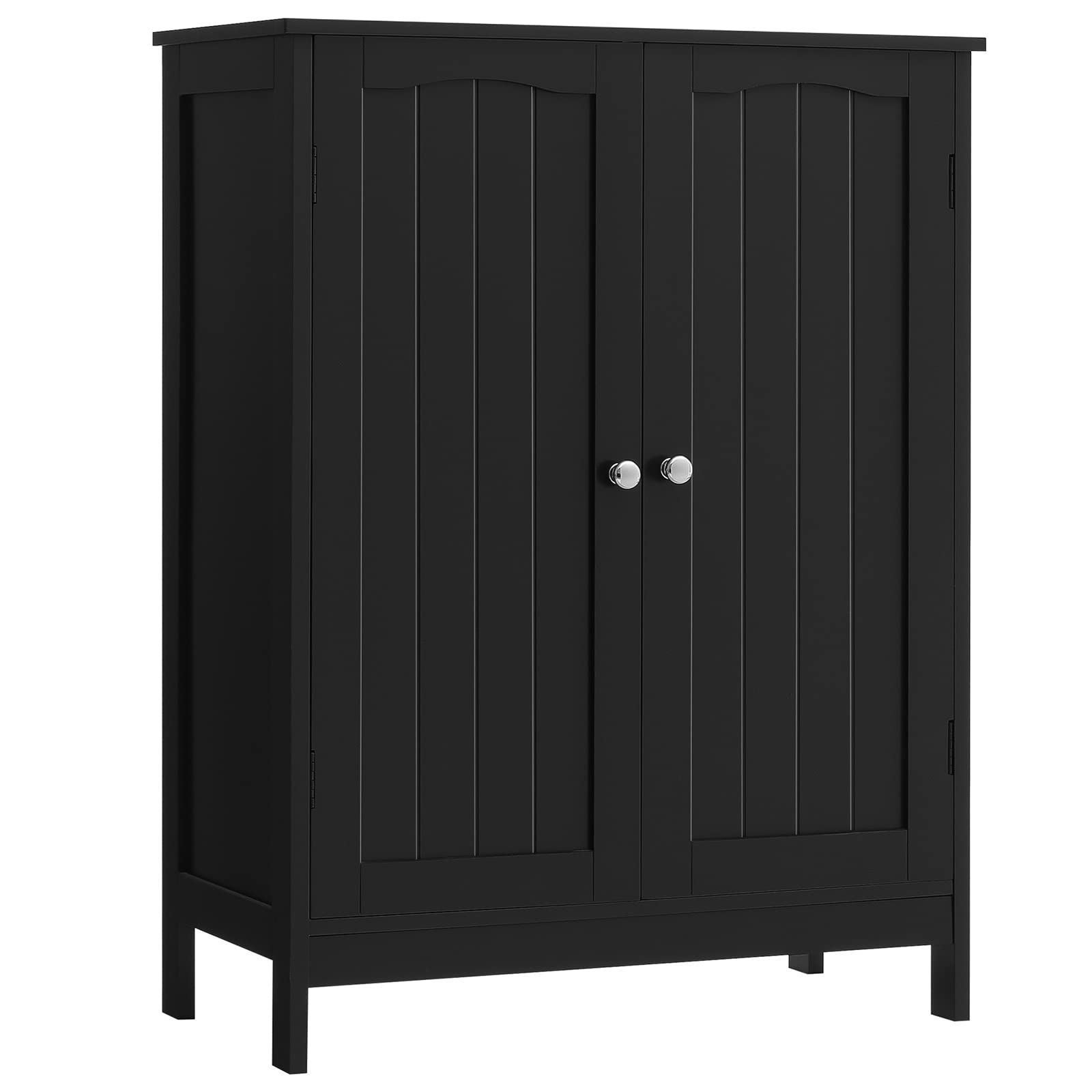 Iwell Bathroom Storage Cabinet with 2 Doors & 2 Shelves - 3 Adjustable Heights, Modern Floor Cabinet for Bathroom, Living Room, Bedroom, Kitchen & Home Office - Black | Space-Saving Organization for Towels, Toiletries & Home Essentials