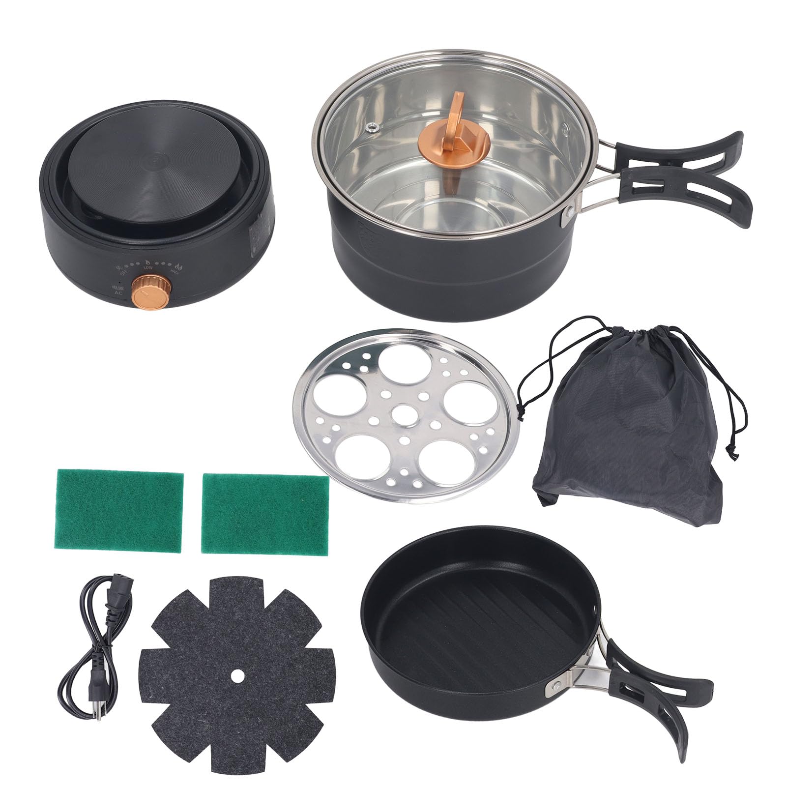 500W 1.6L Multifunctional Electric Cooker - Portable Mini Ramen Pot with Foldable Handle for Noodles, Steak, Eggs & Stir-Frying | Perfect for Dorm, Office, Camping & Small Kitchen Cooking