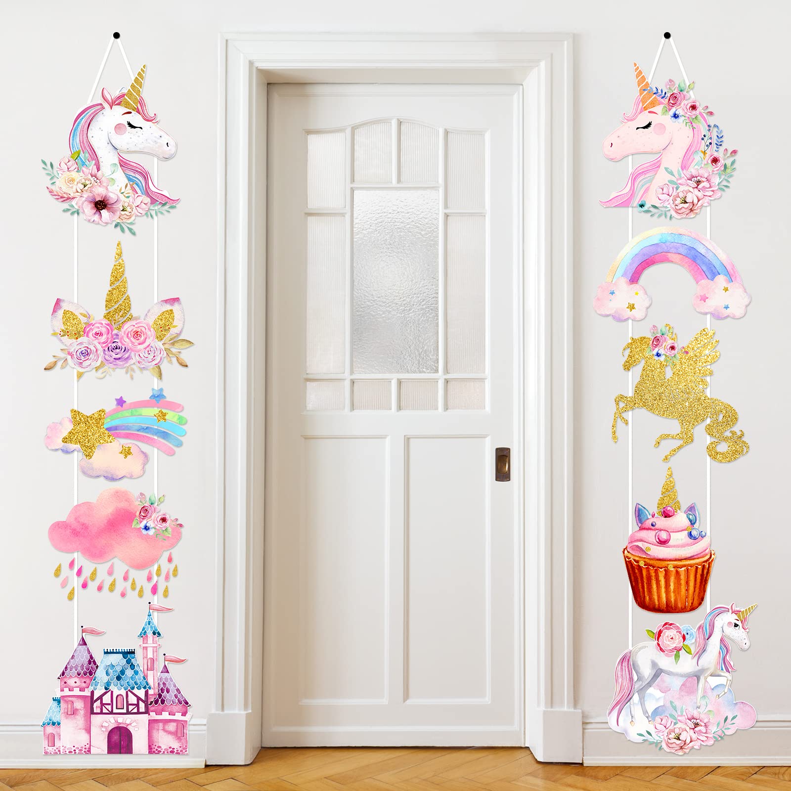 10-Piece Unicorn Party Decorations Set - Unicorn Wall Decor, Birthday Banner, Door Hanging Signs for Baby Showers & Theme Parties - Perfect for Indoor & Outdoor Home Decorations (Great for Birthday Celebrations, Baby Showers, and Unicorn-Themed Events)