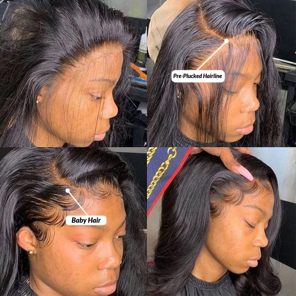 Larima Bob Wig 14Inch Human Hair - 13x4 HD Lace Front Wigs with Body Wave, 180% Density, Pre-Plucked, Glueless, Unprocessed Brazilian Virgin Hair (Natural Color) for Daily Wear, Parties & Special Occasions