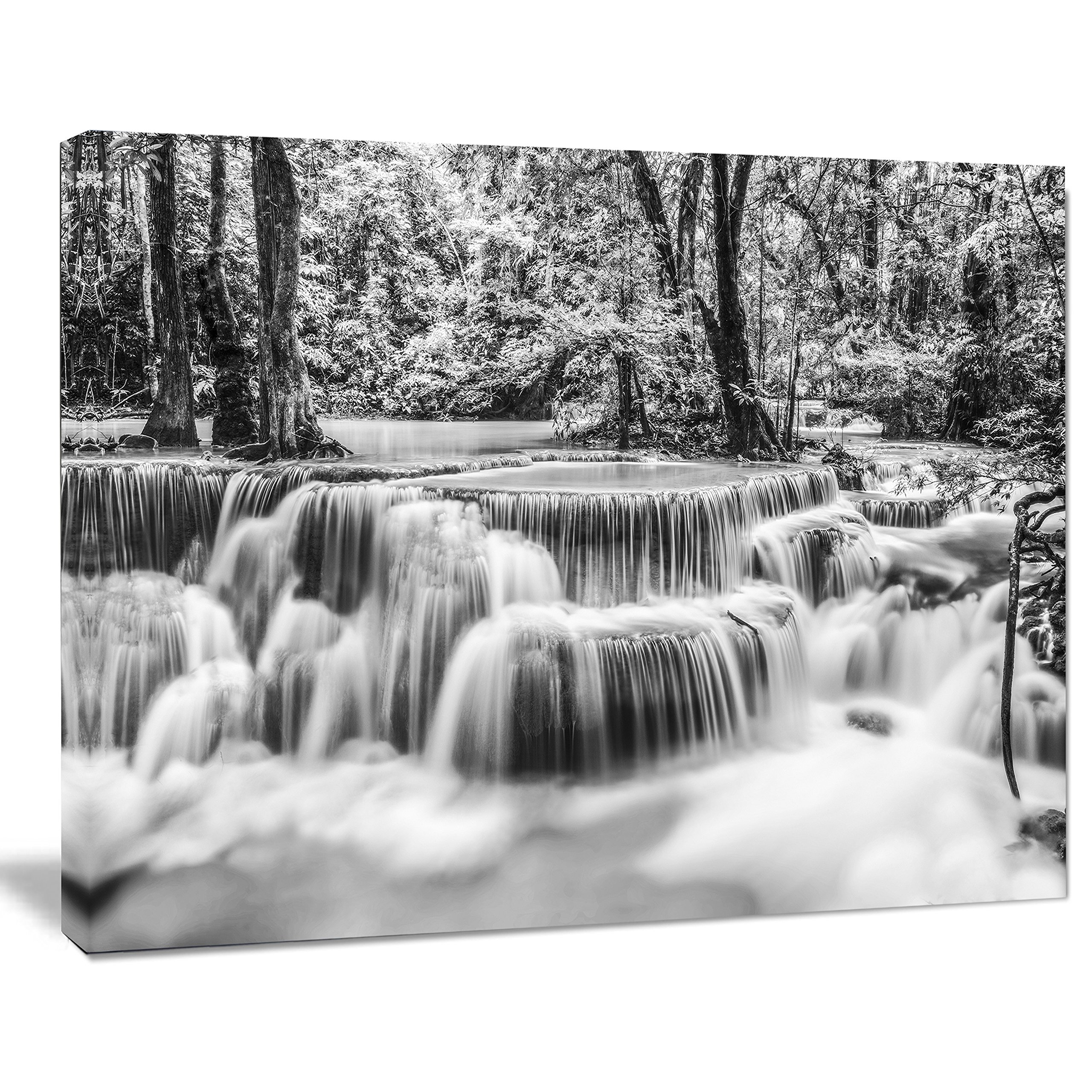 White Erawan Waterfall Landscape Canvas Wall Art Print - Nature Photography Decor for Living Room, Bedroom & Office