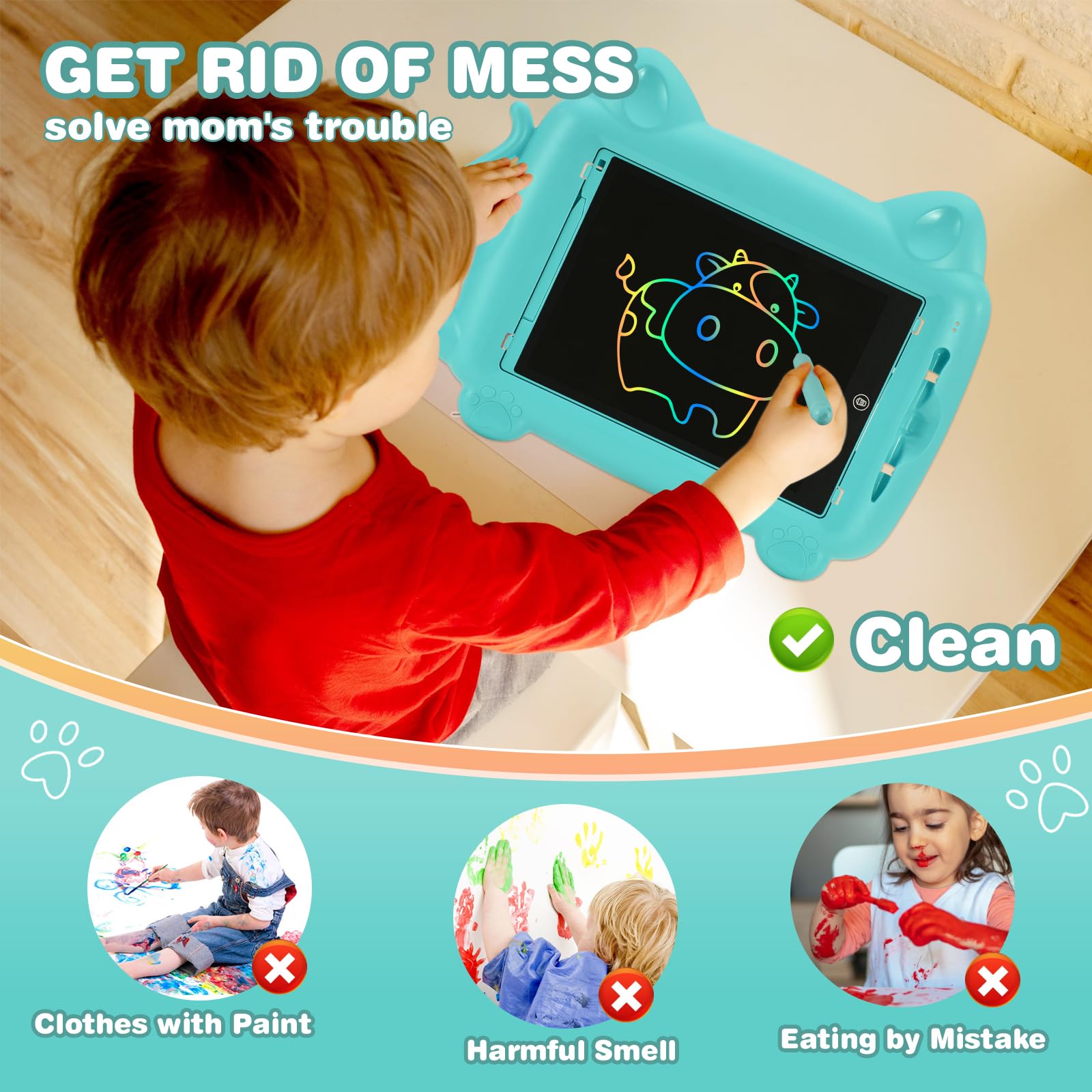 EooCoo 12 Inch LCD Writing Tablet for Kids Ages 3-8 - Electronic Drawing Pad with Stylus - Easter Basket Stuffers & Travel Essential - Perfect Gift for Boys & Girls - Fun Educational Toy for Home, School & Road Trips