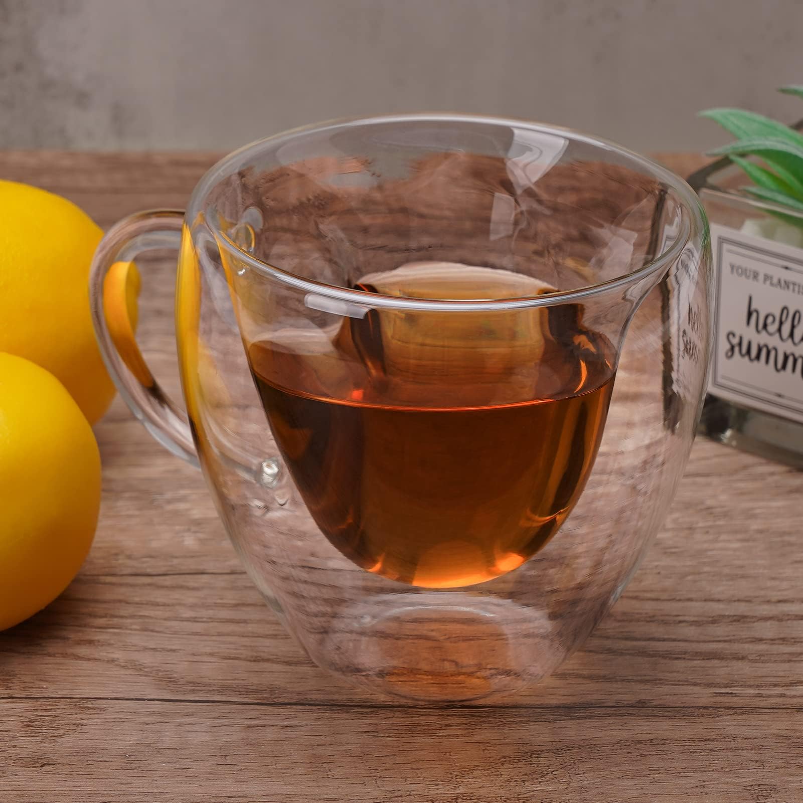 Heart Shaped Double Walled Insulated Glass Coffee Mugs - 8oz Clear Glass Tea Cups for Hot & Cold Drinks - Perfect for Valentine's Gifts, Romantic Dates & Cozy Home Coffee Time