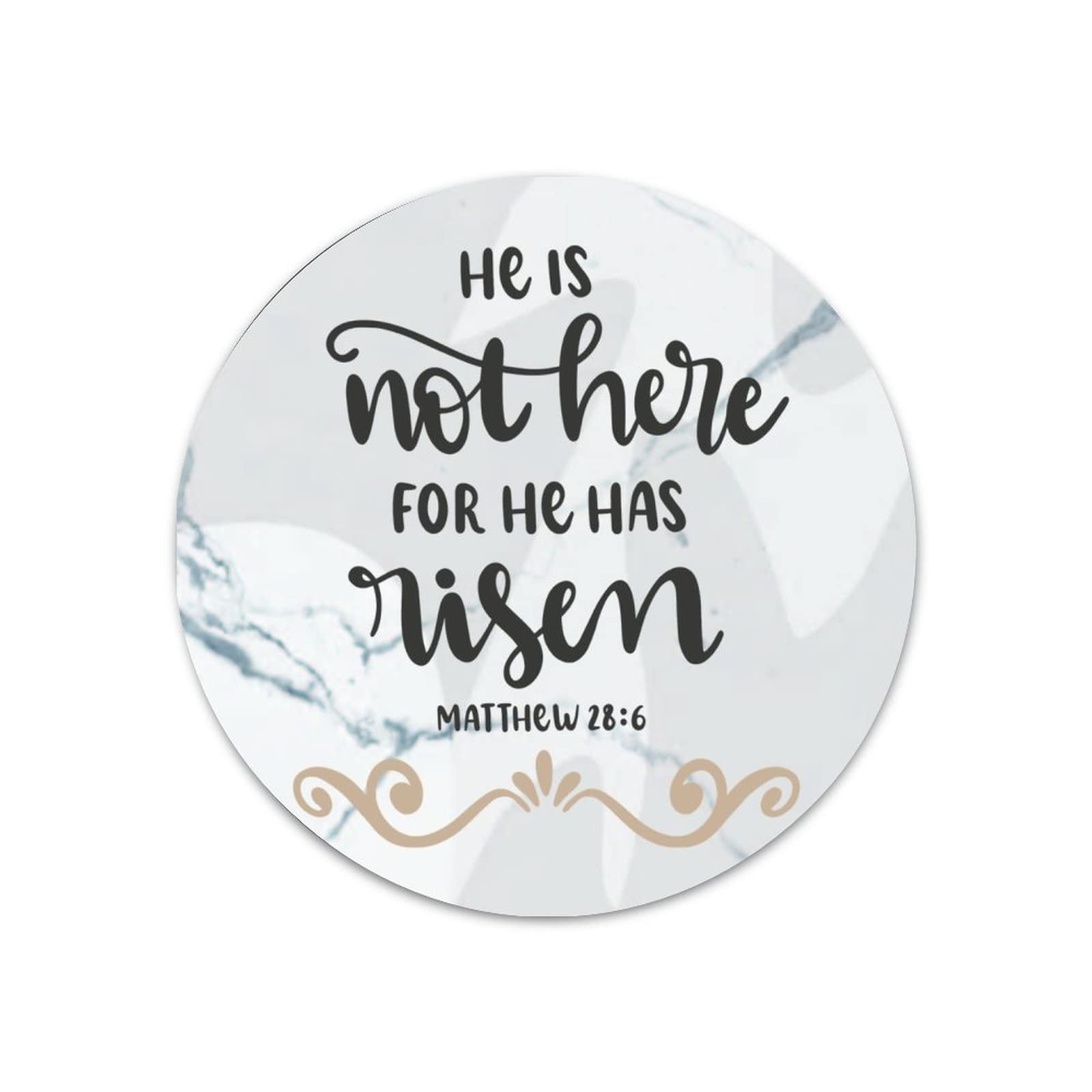 Vintage 'He Is Not Here for He Has Risen' Bible Verse Metal Wall Sign - Round Aluminum Retro Decor for Kitchen, Bar, Home & Office - Perfect for Easter, Church & Christian Gift Giving