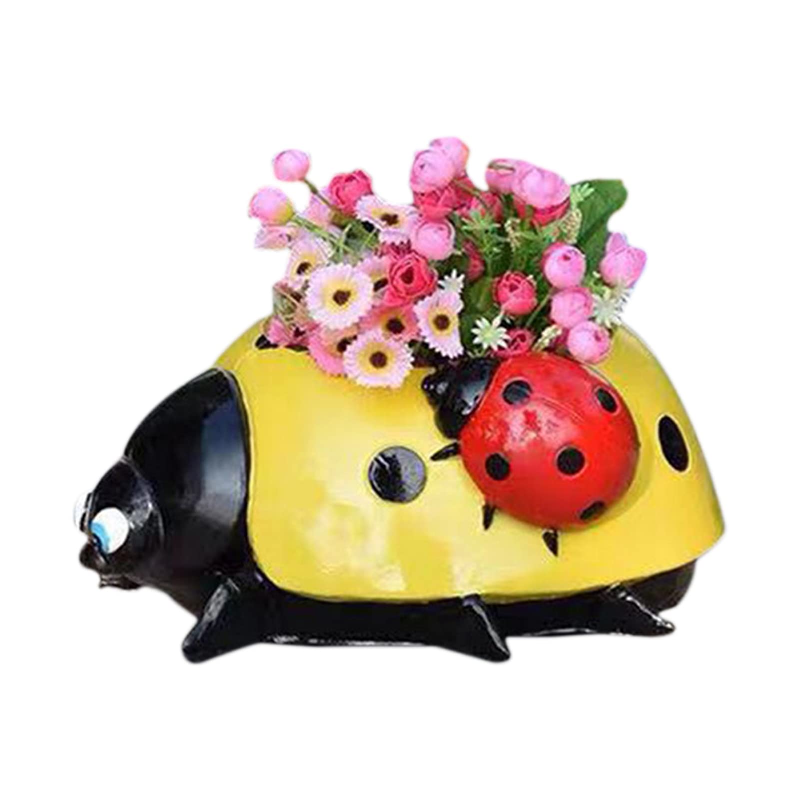 Vivid Resin Ladybird Statue - Garden, Yard & Patio Decor (Yellow)