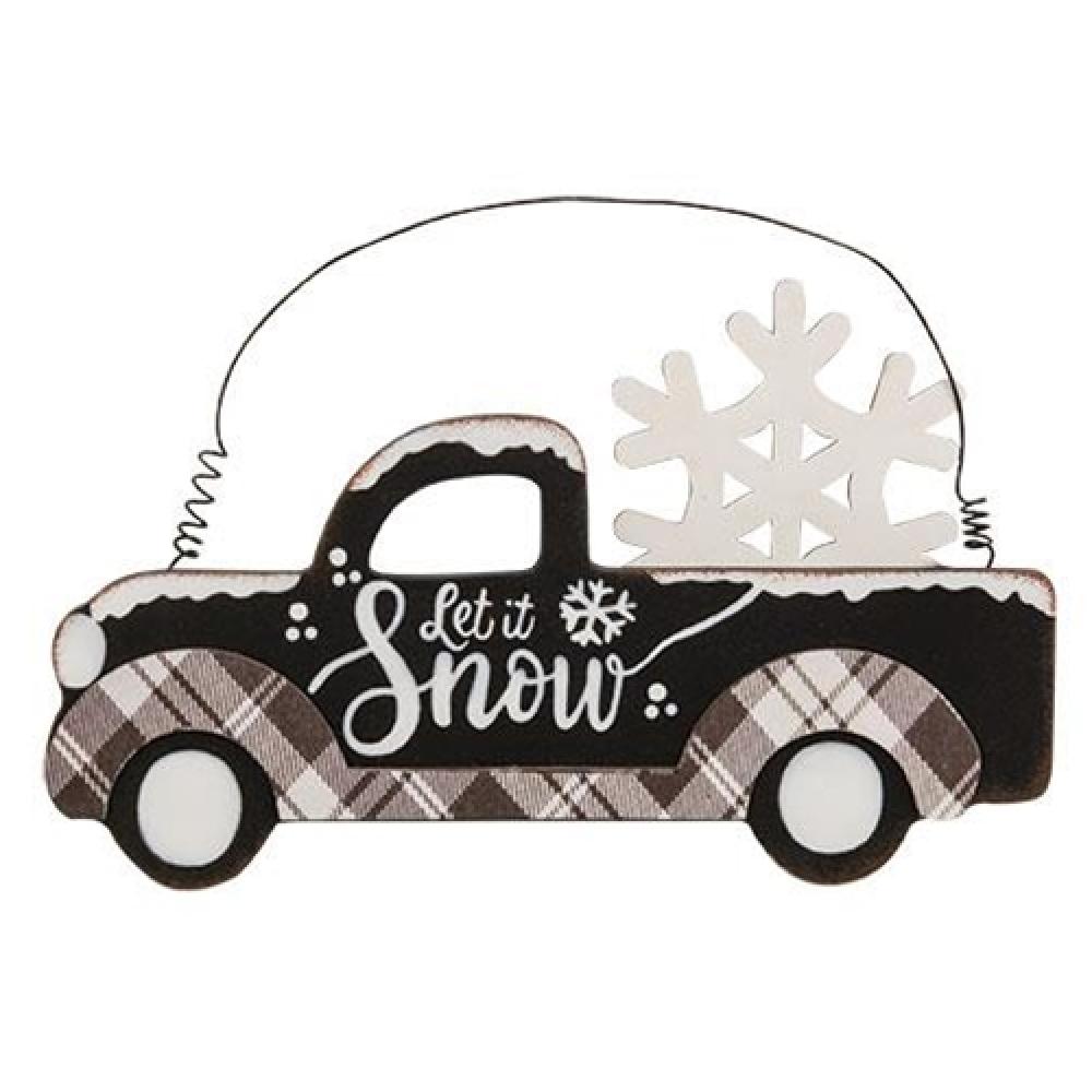Let It Snow Truck Wooden Hanger - Rustic Christmas Decor for Coats & Hats - Perfect for Holiday Home Decor & Gift Giving