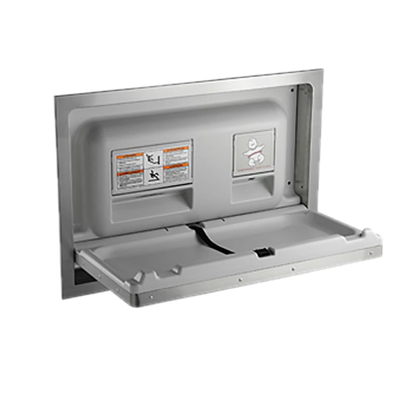 ASI 9013 Stainless Steel Recessed Baby Changing Station - Horizontal Satin Finish for Public Restrooms & Daycare Facilities