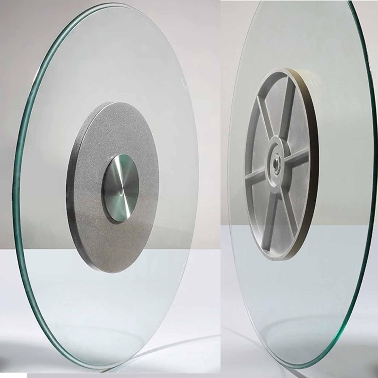 Heavy Duty Lazy Susan Turntable - 24 Inch Tempered Glass Rotating Serving Tray with Silent Bearing - Perfect for Dining Tables, Buffets, and Party Serving - Transparent Round Swivel Plate (Battery Included)