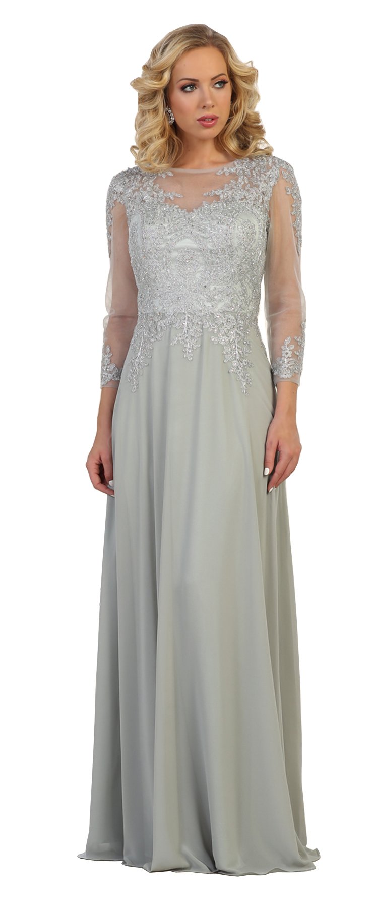 Elegant Long Sleeve Mother of The Bride Dress MQ1549 - Formal Wedding Gown for Mothers - Perfect for Church Ceremonies, Reception Parties & Special Occasions